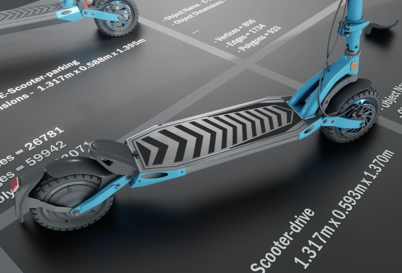 Rigged off-road electric scooter all colors 3D Model Collection_24