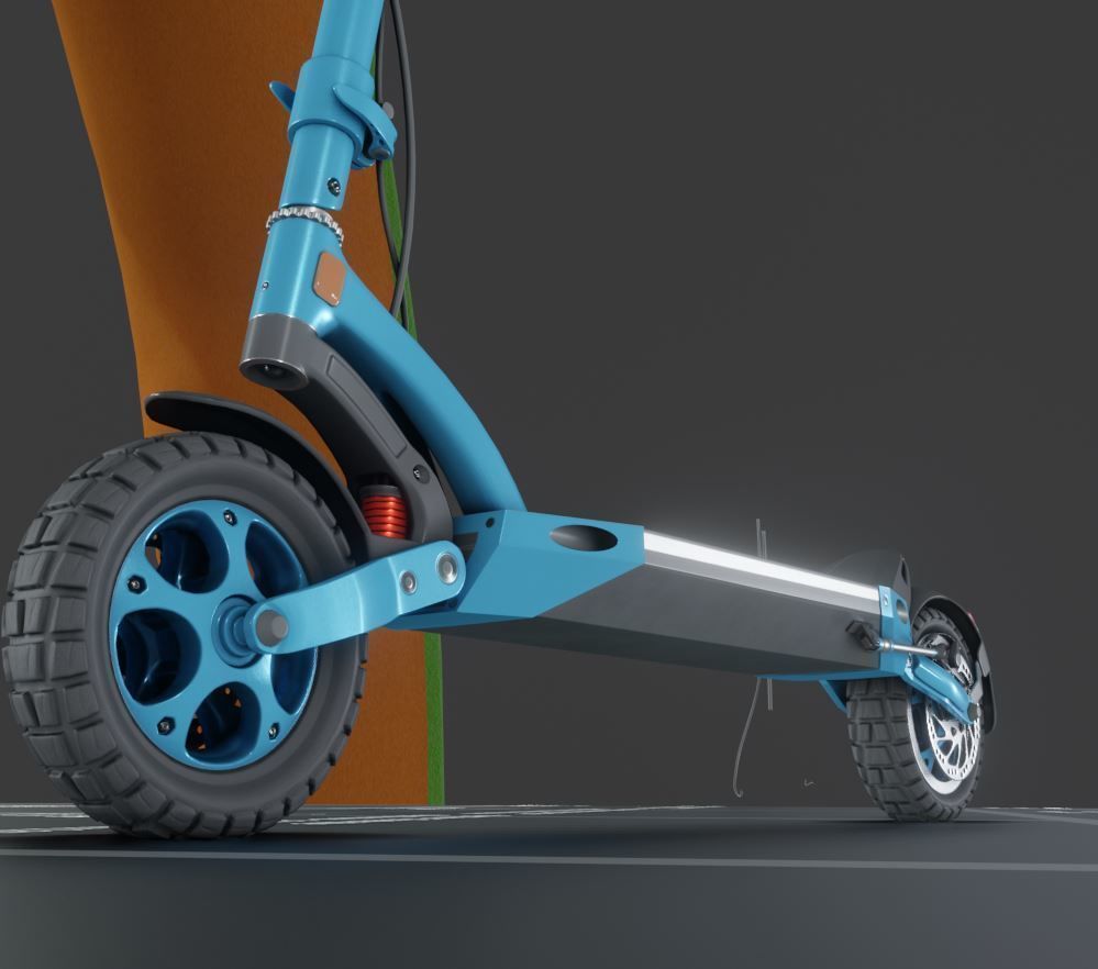 Rigged off-road electric scooter all colors 3D Model Collection_27