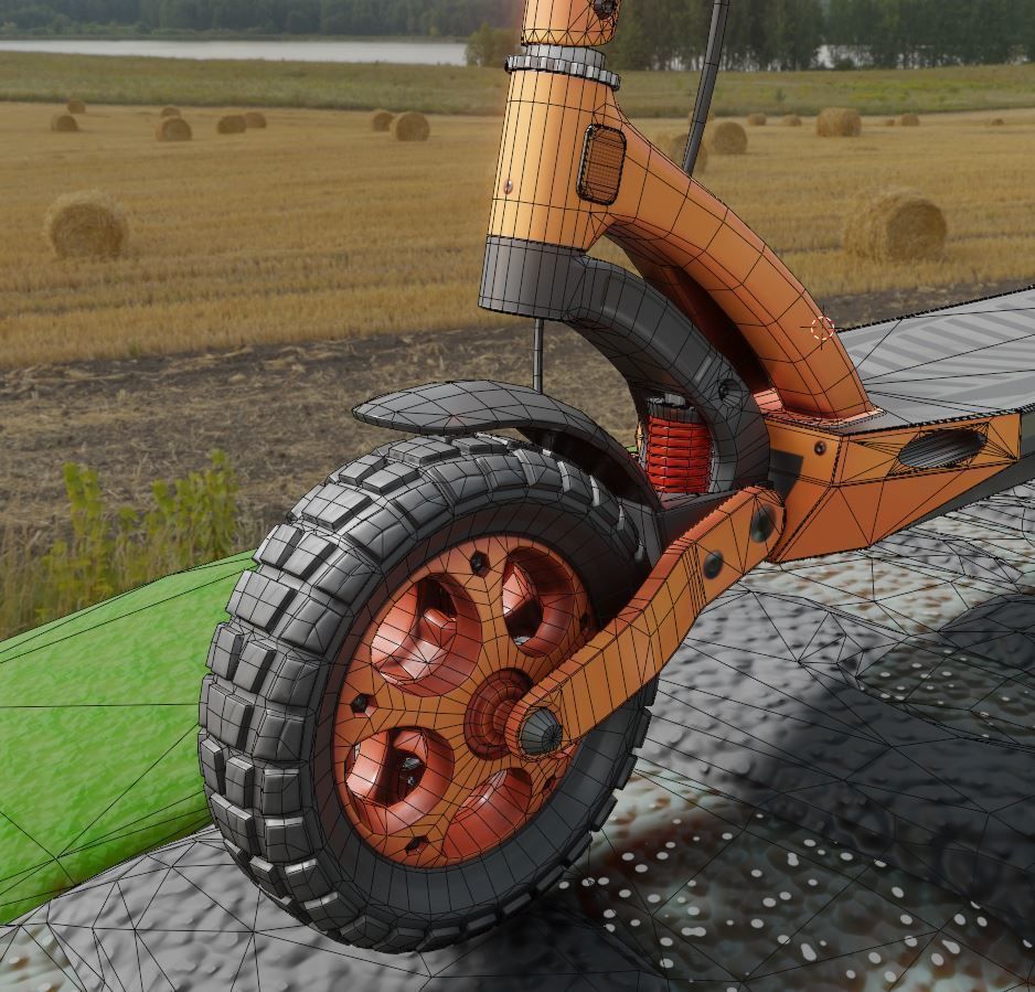 Rigged off-road electric scooter all colors 3D Model Collection_48