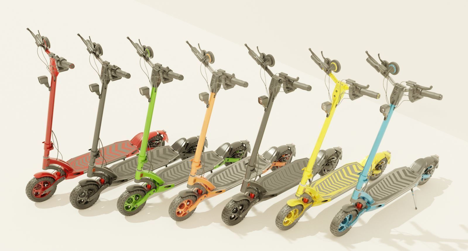 Rigged off-road electric scooter all colors 3D Model Collection_11