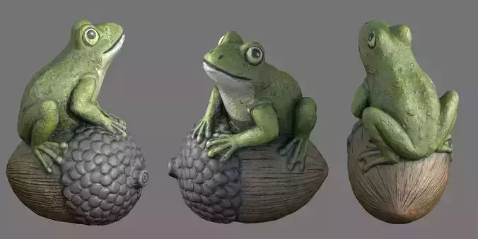 Frog On Acorn Low-poly 3D model