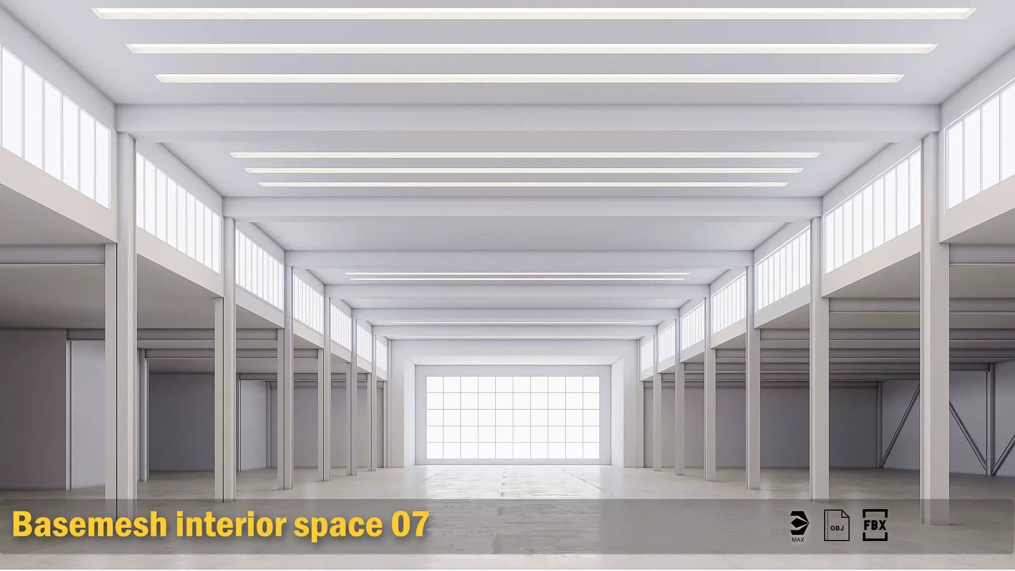 Basemesh interior space 07 Low-poly 3D model_0