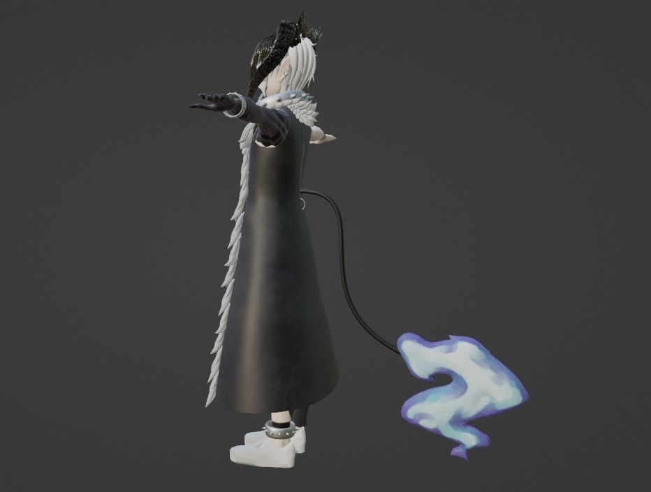 Anime Model with Sakuna Markings Low-poly 3D model_1