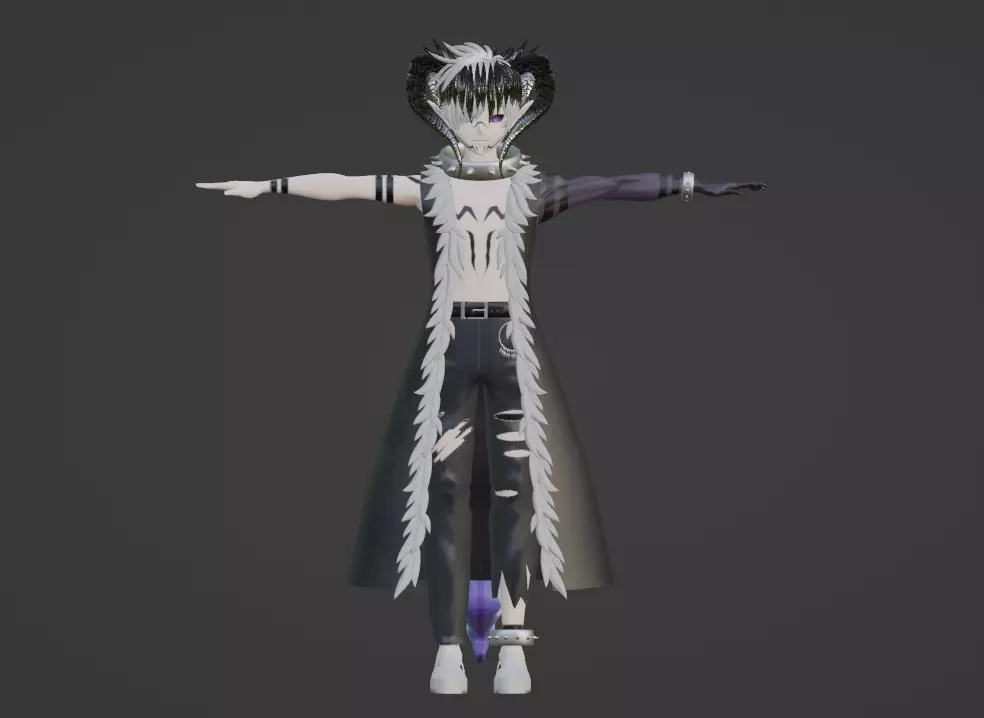 Anime Model with Sakuna Markings Low-poly 3D model_0
