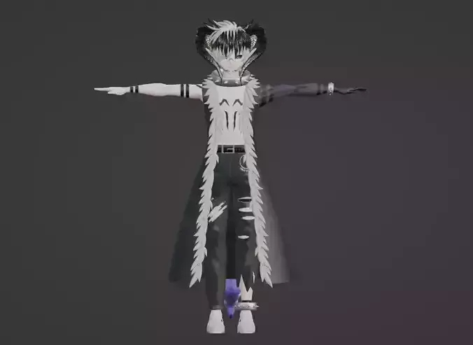 Anime Model with Sakuna Markings Low-poly 3D model