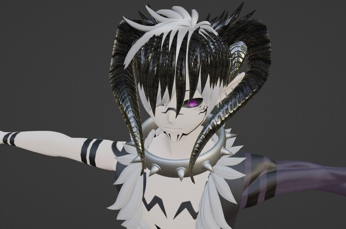 Anime Model with Sakuna Markings Low-poly 3D model_3