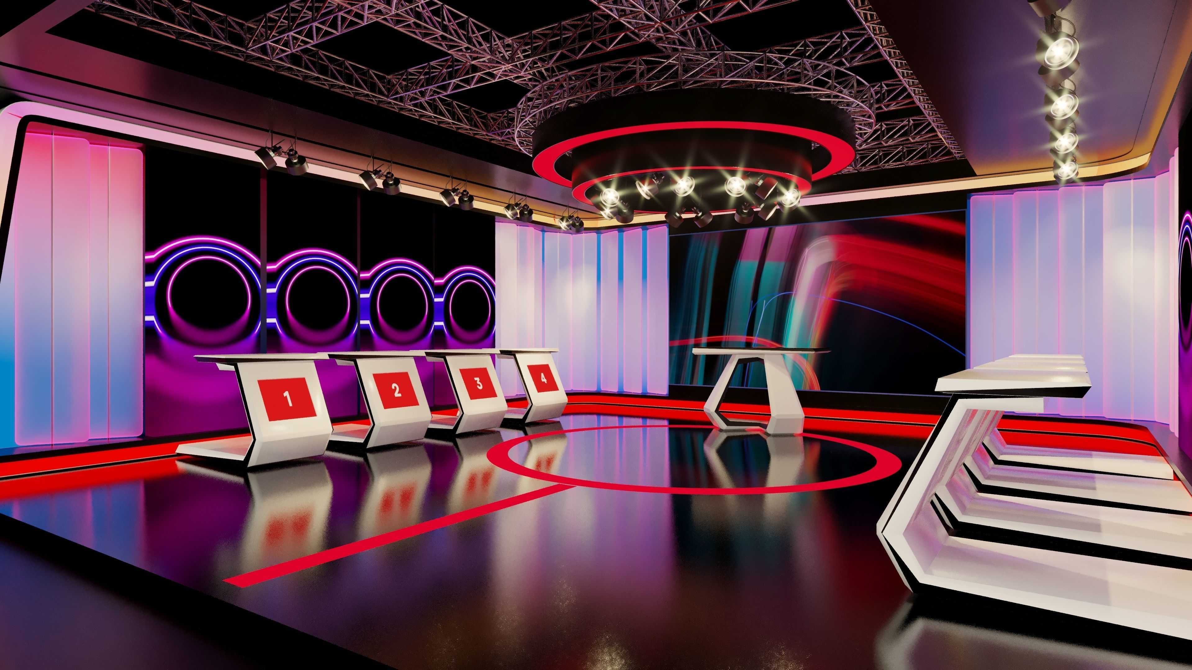 Virtual Game Show Set Design Low-poly 3D model_2