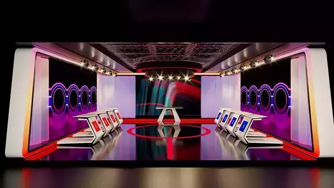 Virtual Game Show Set Design Low-poly 3D model