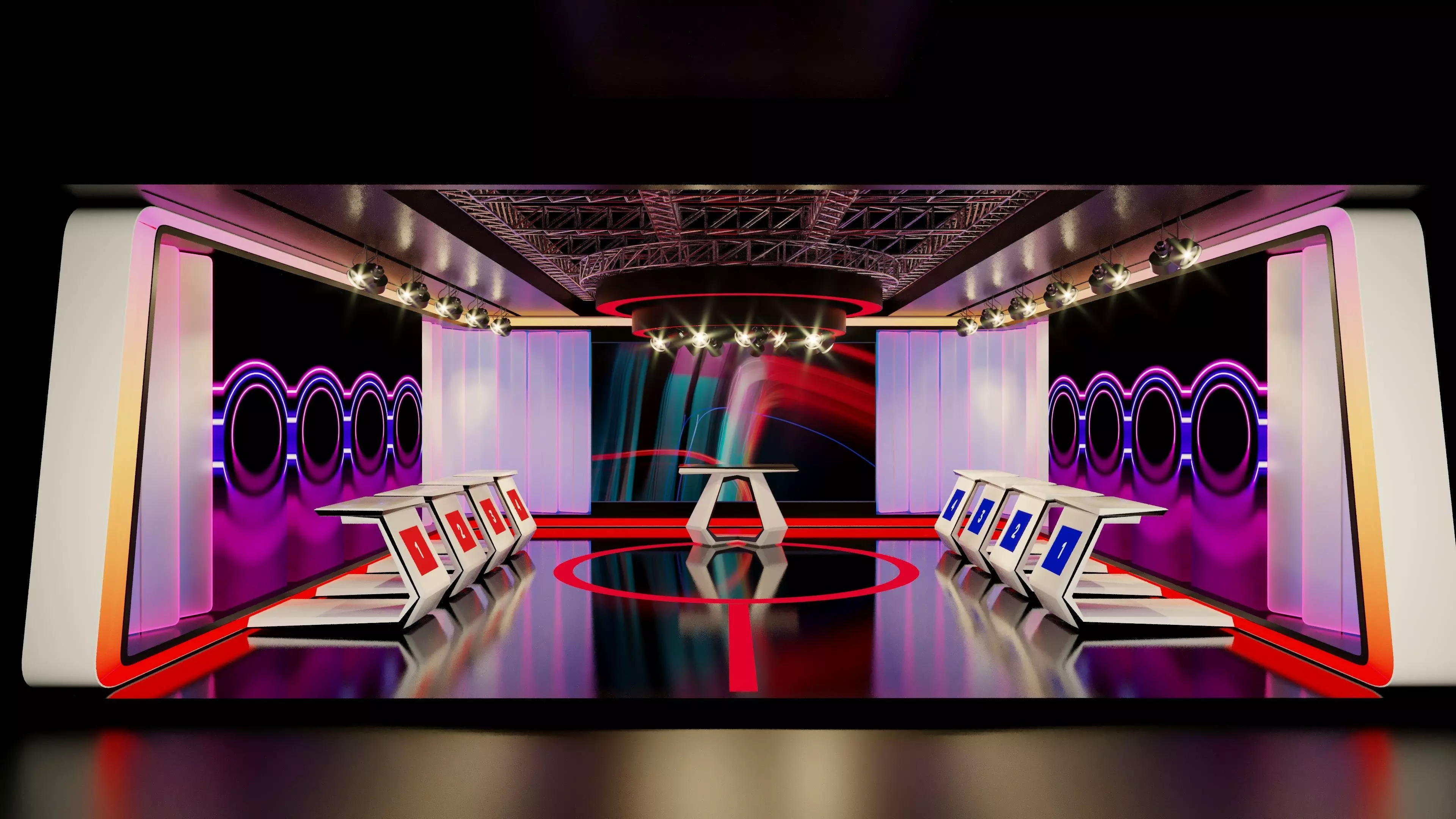 Virtual Game Show Set Design Low-poly 3D model_0