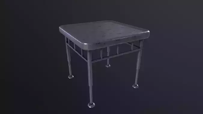 Small Industrial Steel Table 3D Model