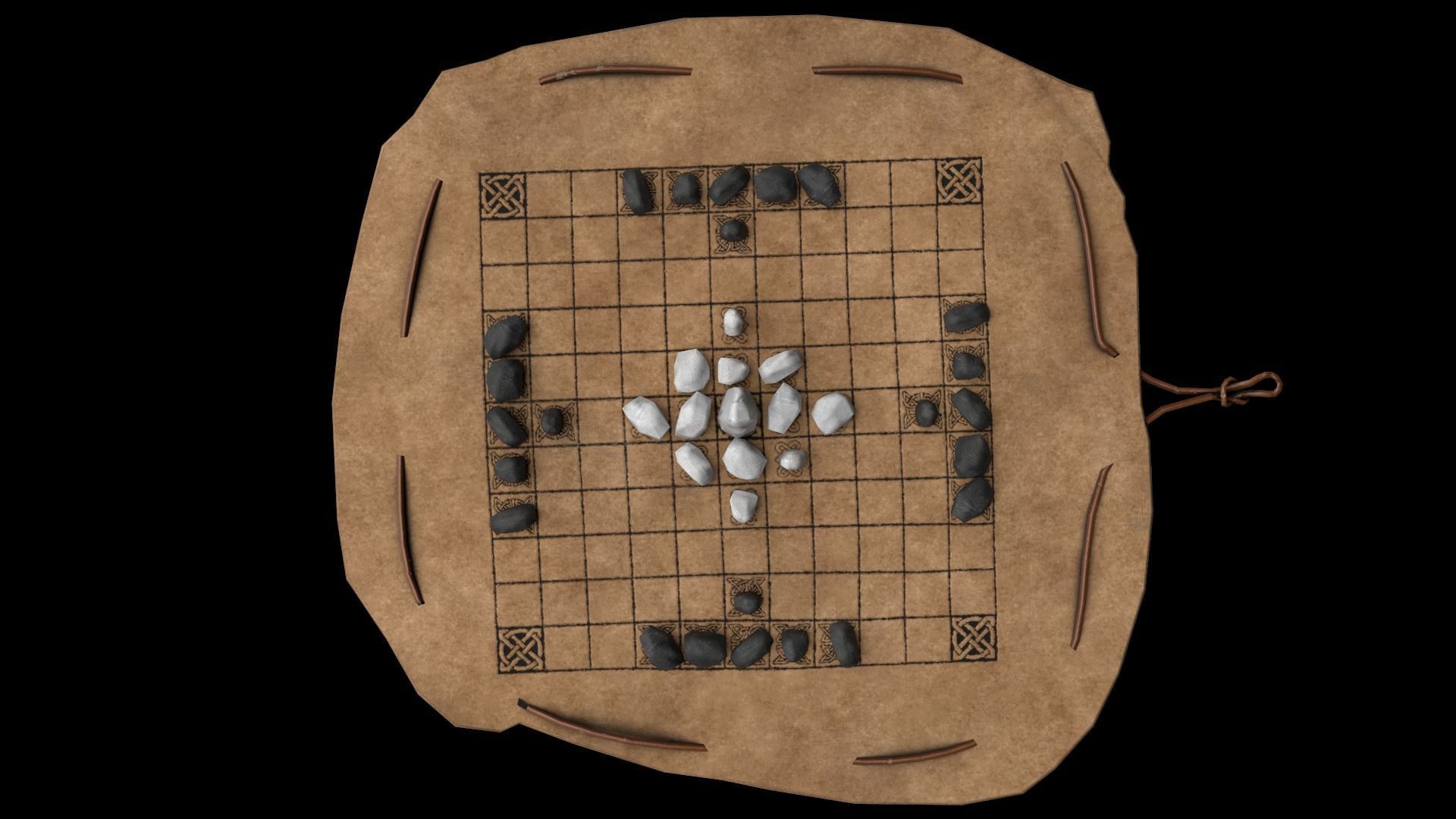 Hnefatafl - Gameready Viking Boardgame models - Leather version Low-poly 3D model_1
