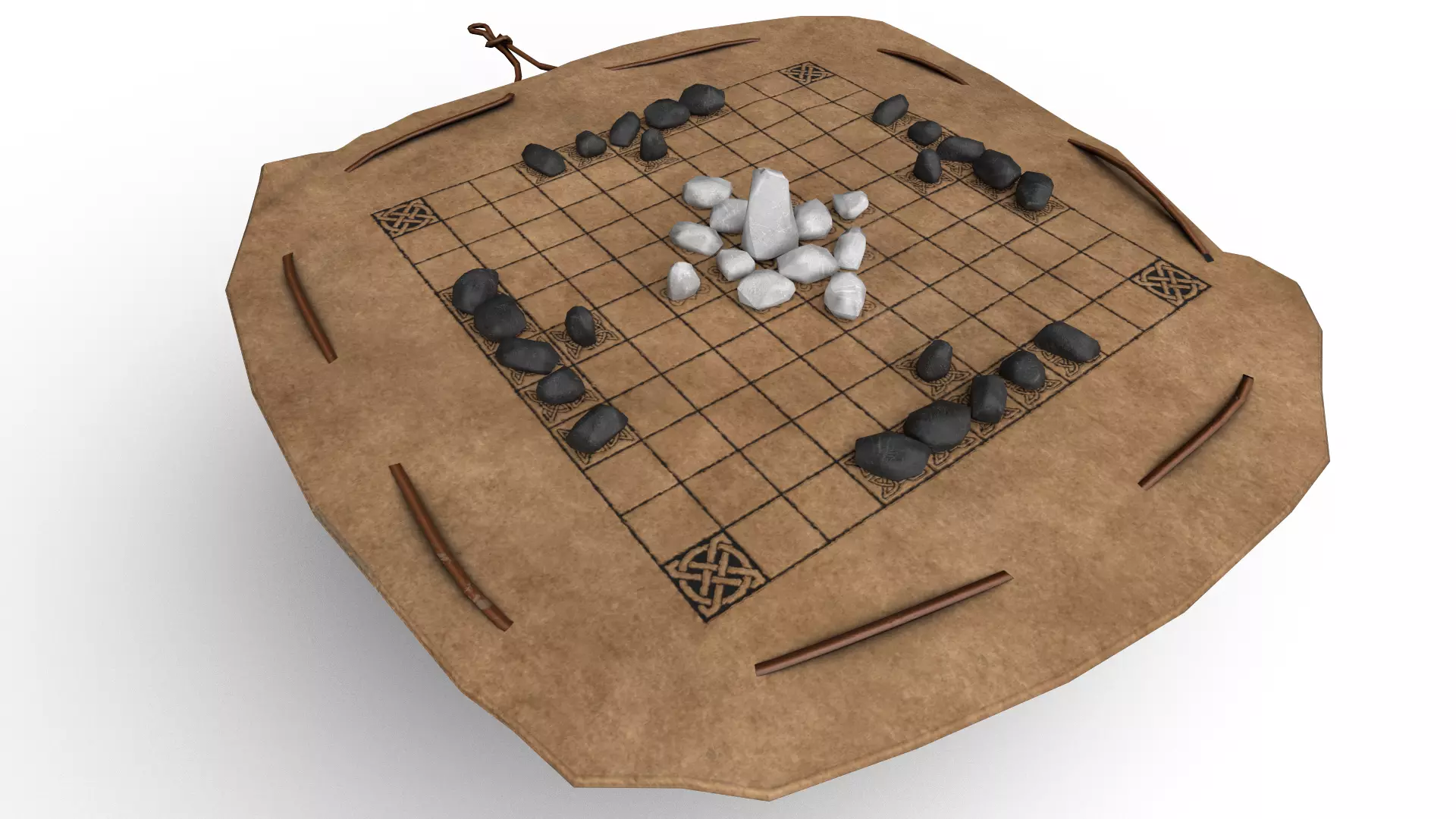 Hnefatafl - Gameready Viking Boardgame models - Leather version Low-poly 3D model_0