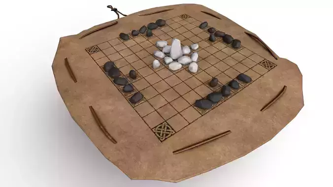 Hnefatafl - Gameready Viking Boardgame models - Leather version Low-poly 3D model Hnefatafl - Gameready Viking Boardgame models - Leather version Low-poly 3D model
