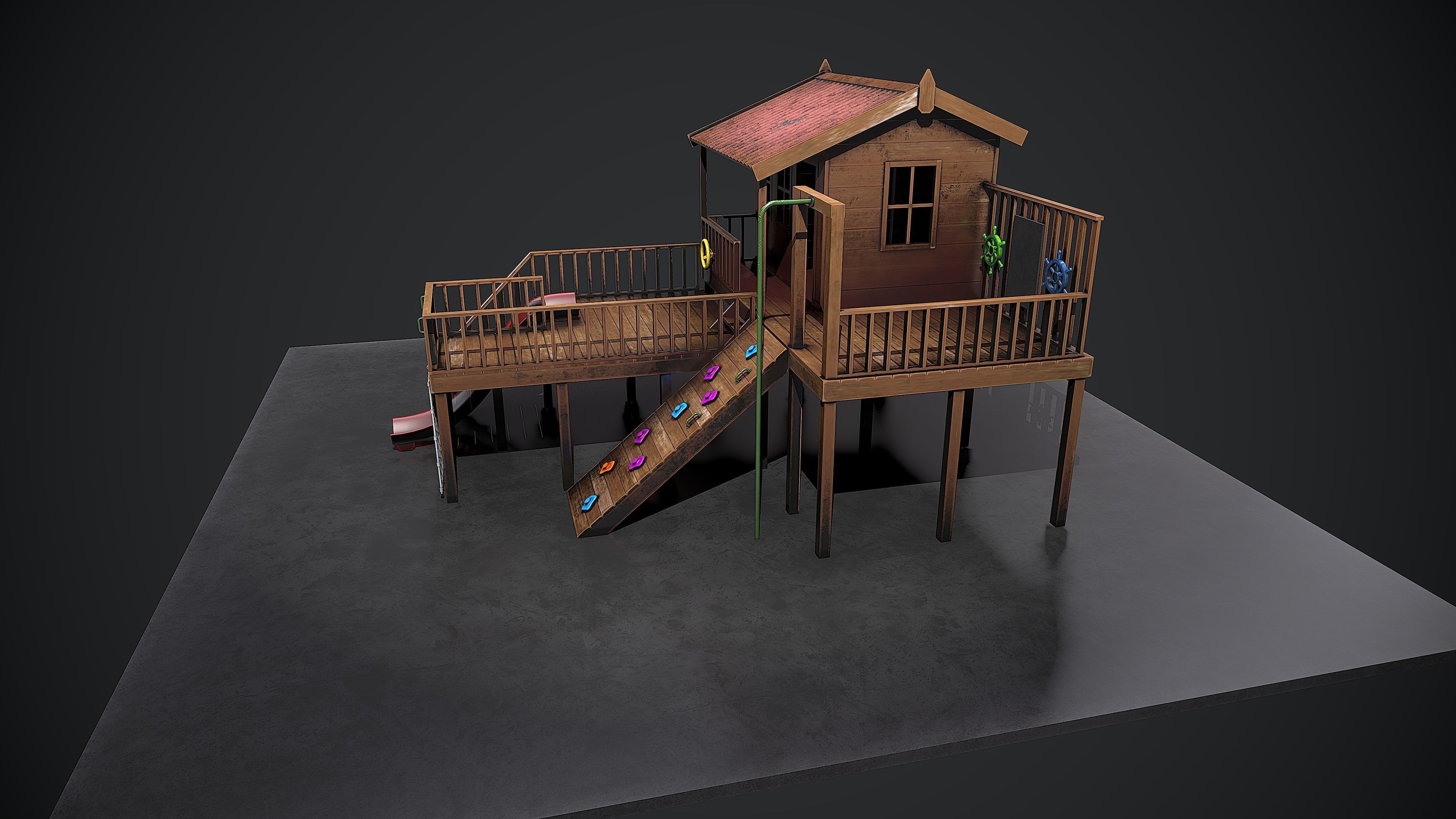 Kids playground Low-poly 3D model_5