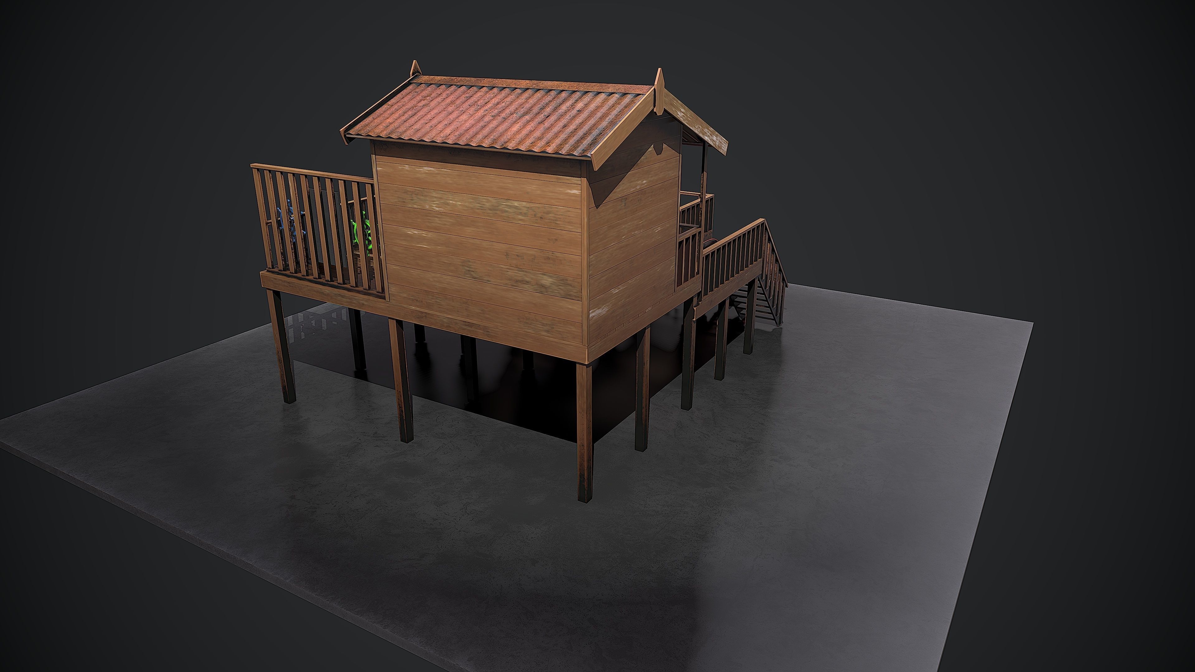 Kids playground Low-poly 3D model_3