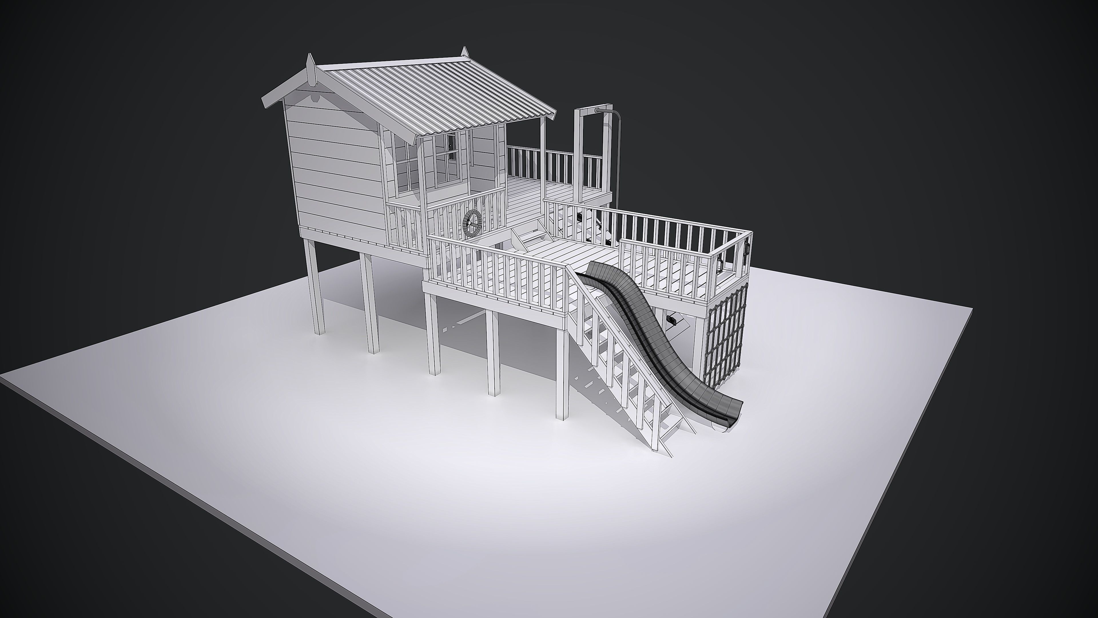 Kids playground Low-poly 3D model_8