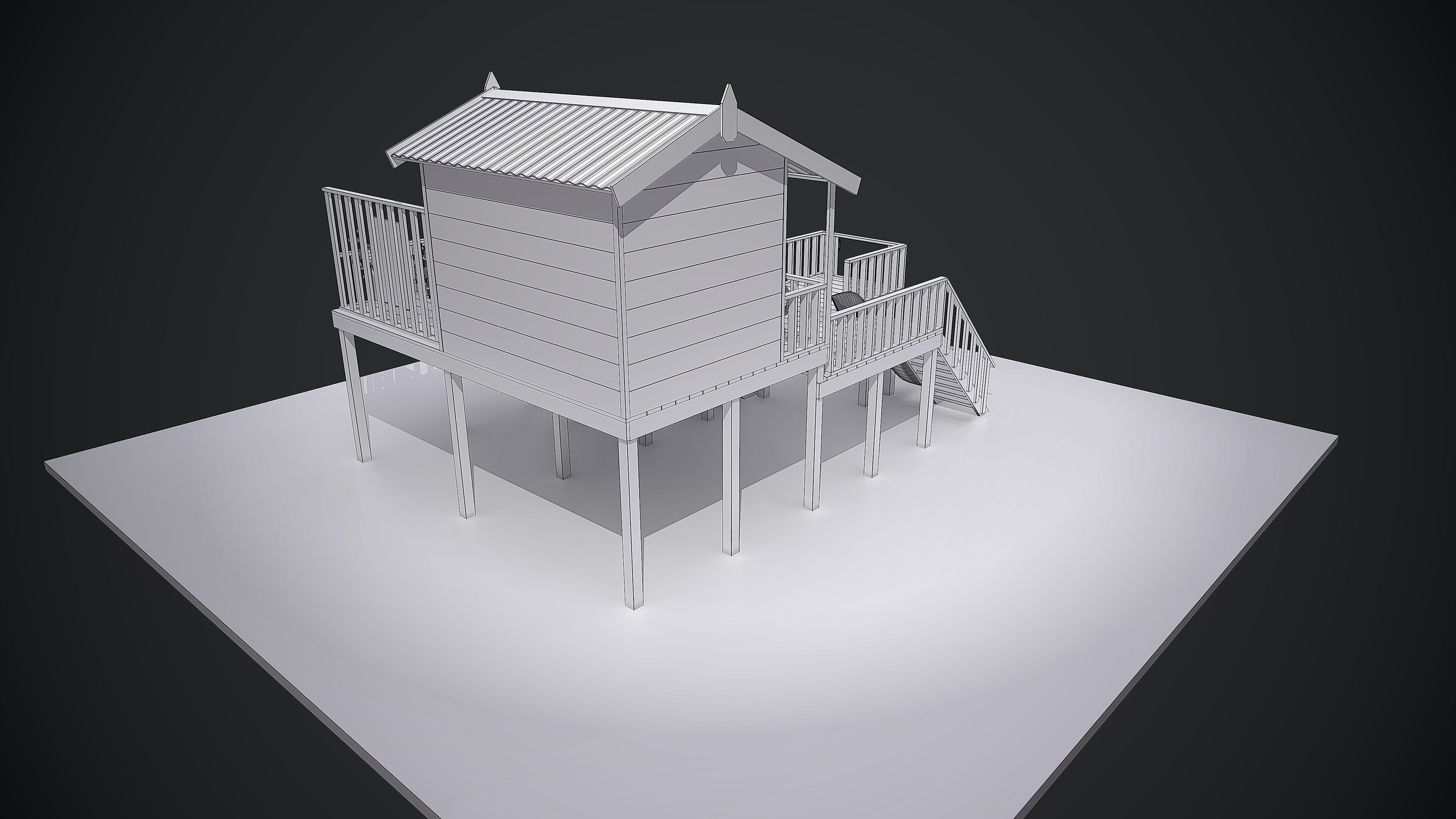 Kids playground Low-poly 3D model_9