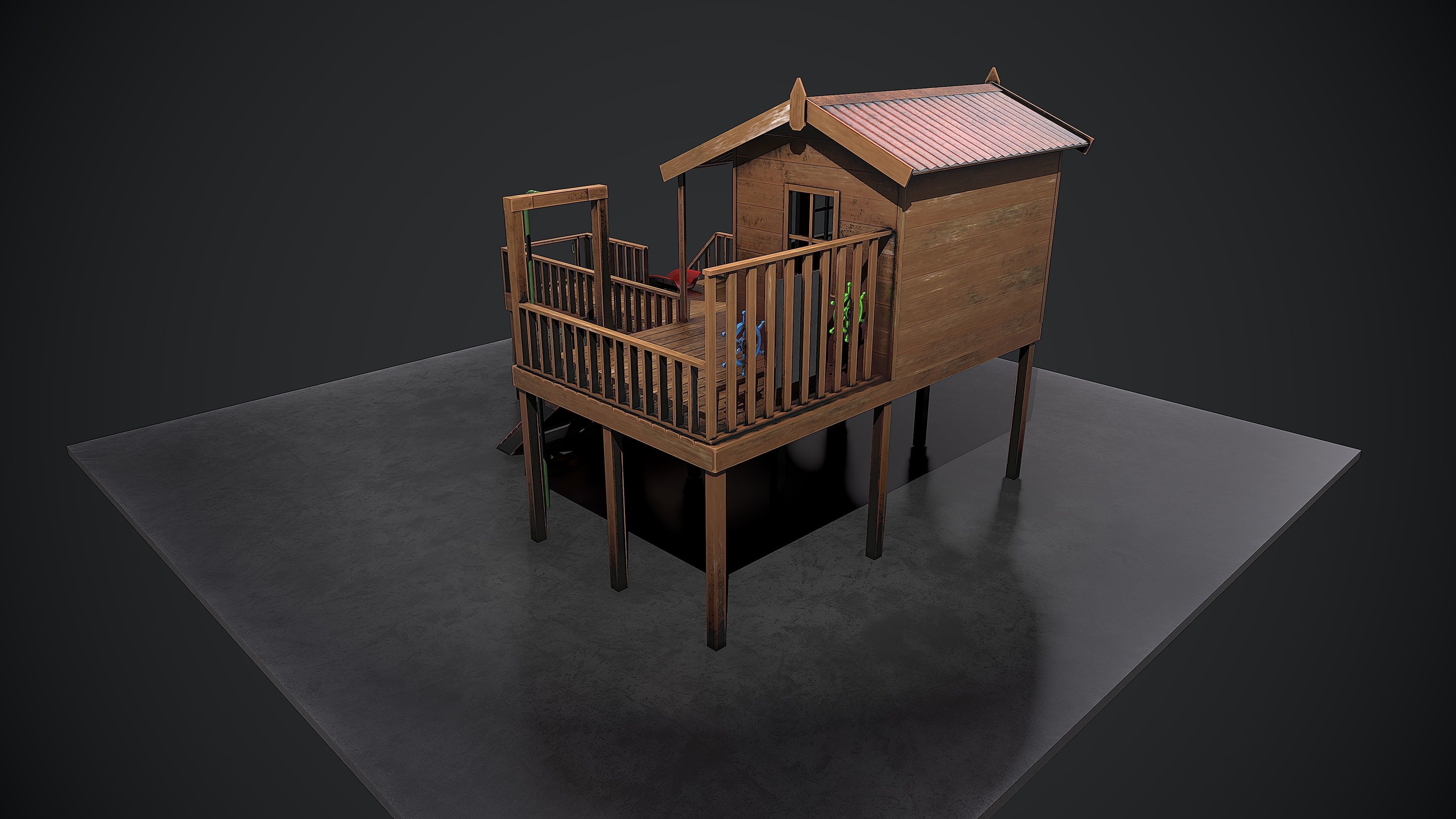 Kids playground Low-poly 3D model_4