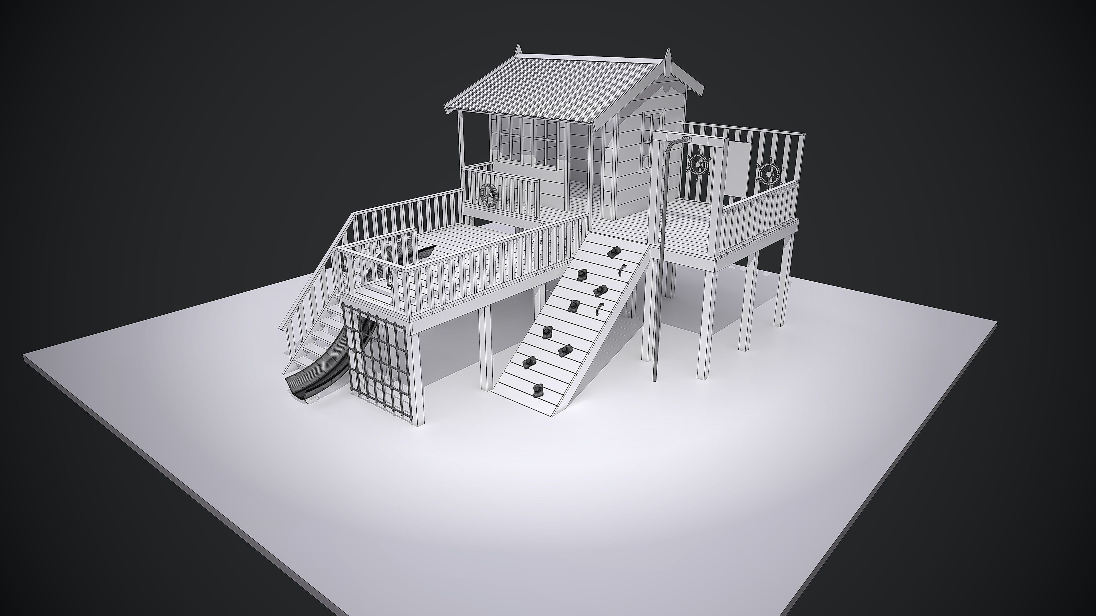 Kids playground Low-poly 3D model_7
