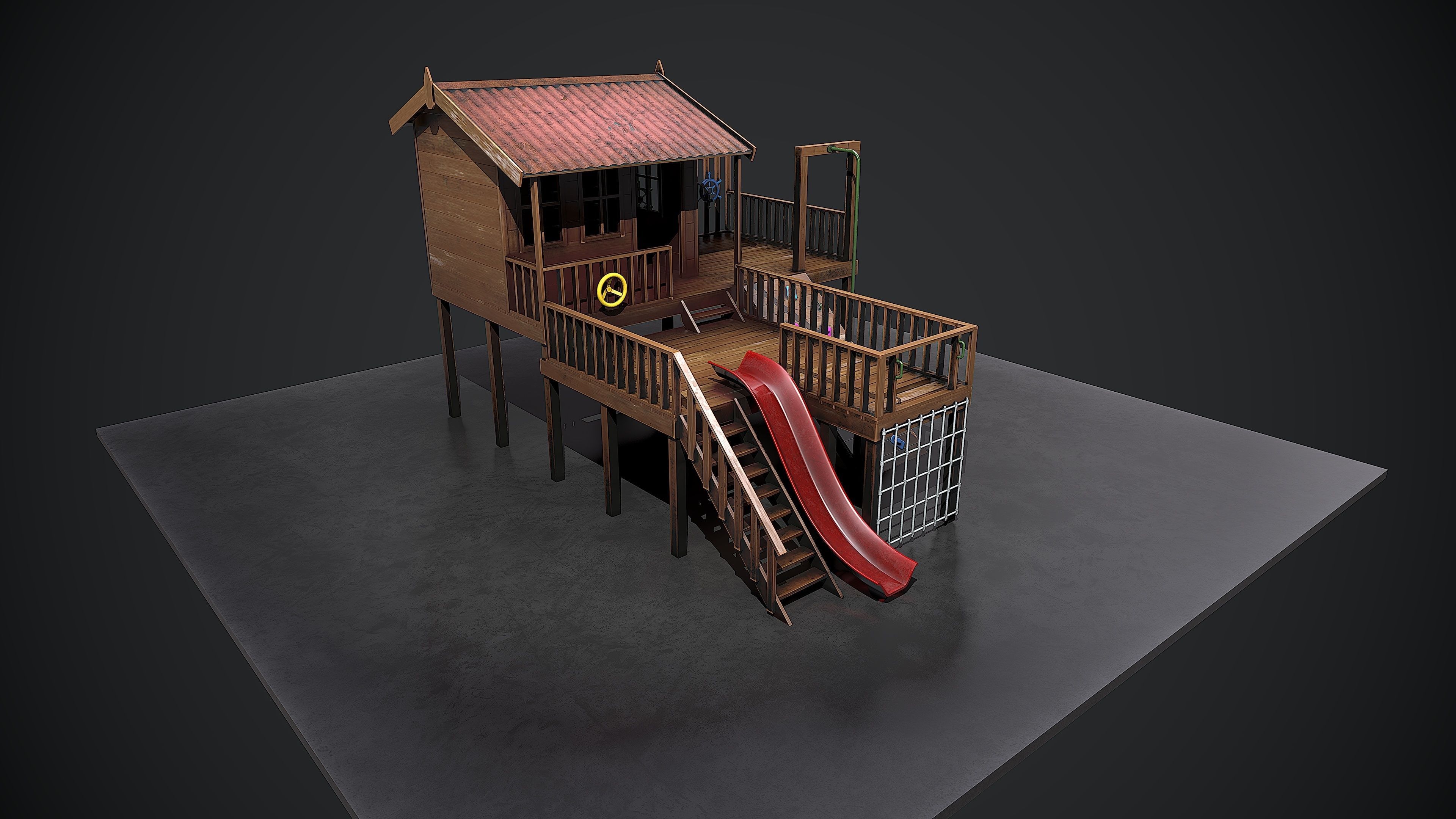 Kids playground Low-poly 3D model_1