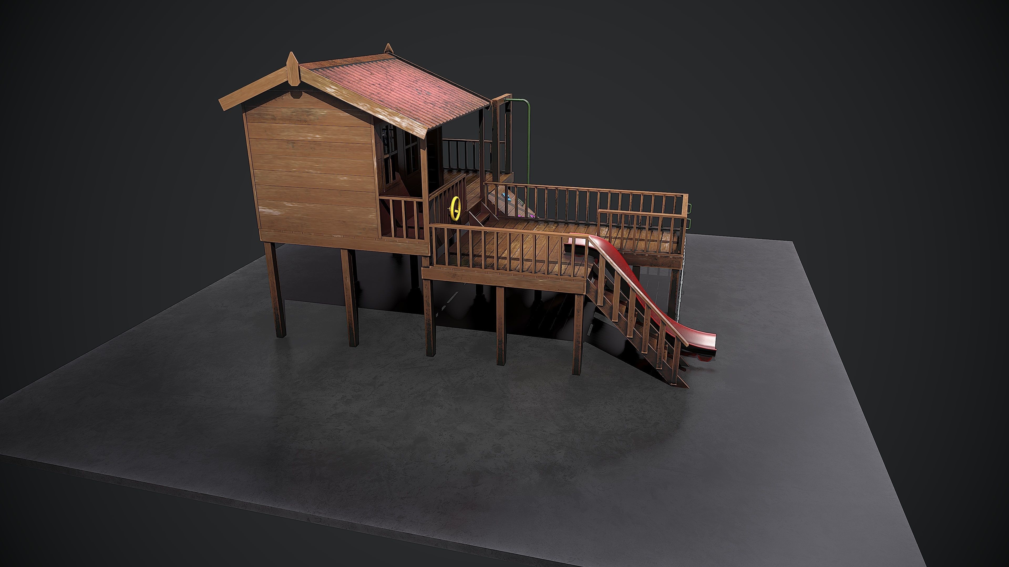 Kids playground Low-poly 3D model_2