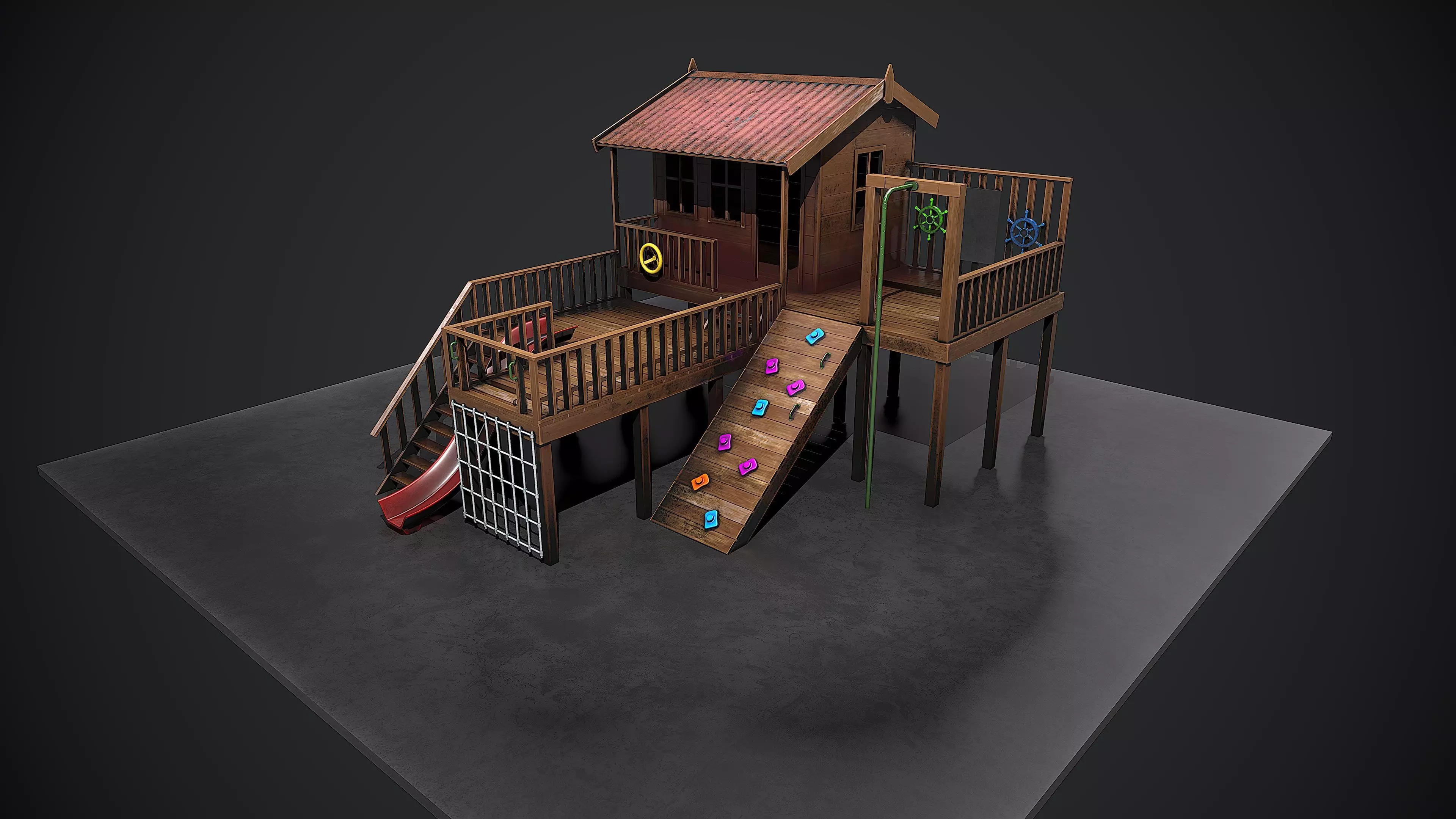 Kids playground Low-poly 3D model_0