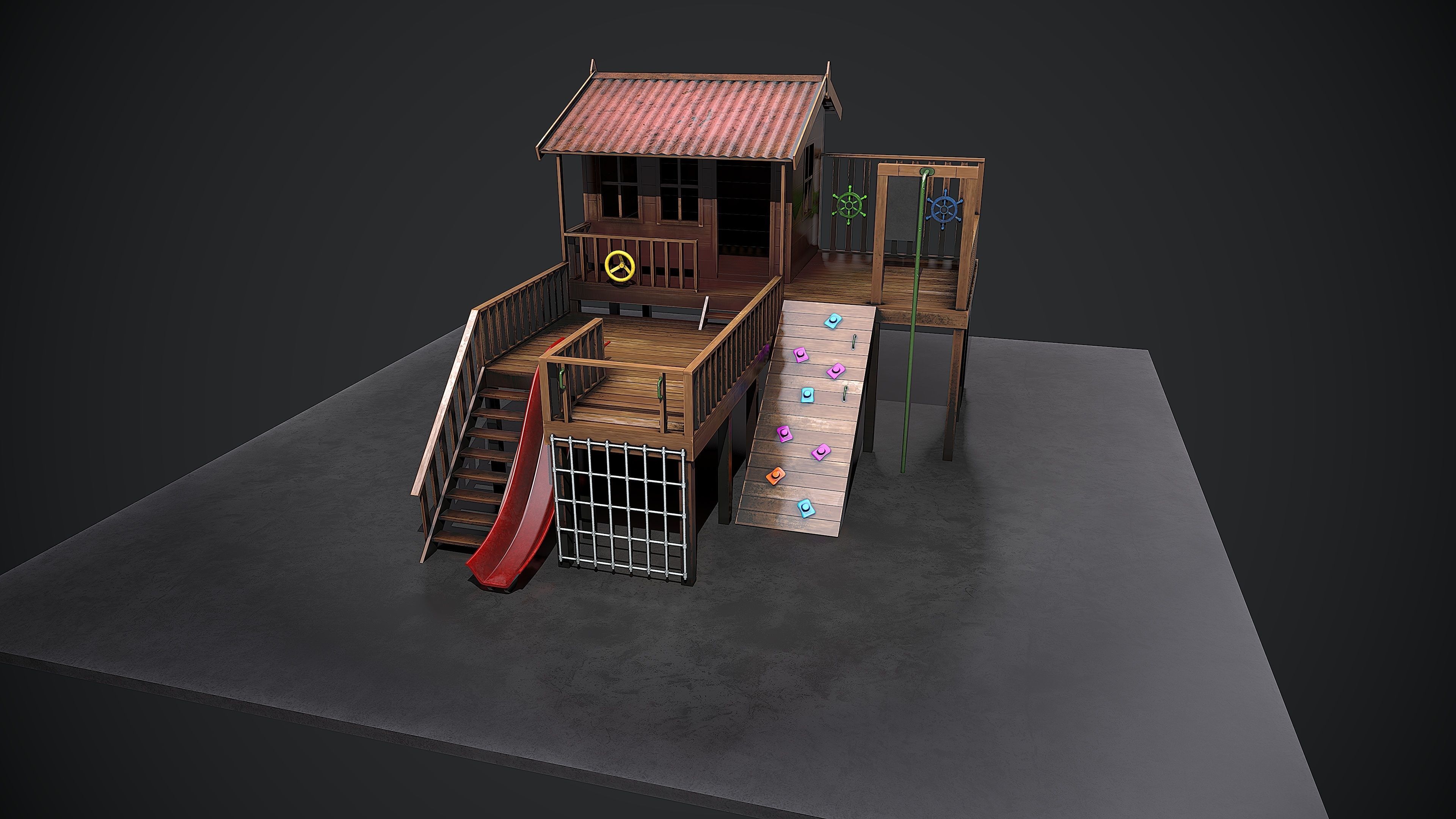 Kids playground Low-poly 3D model_6