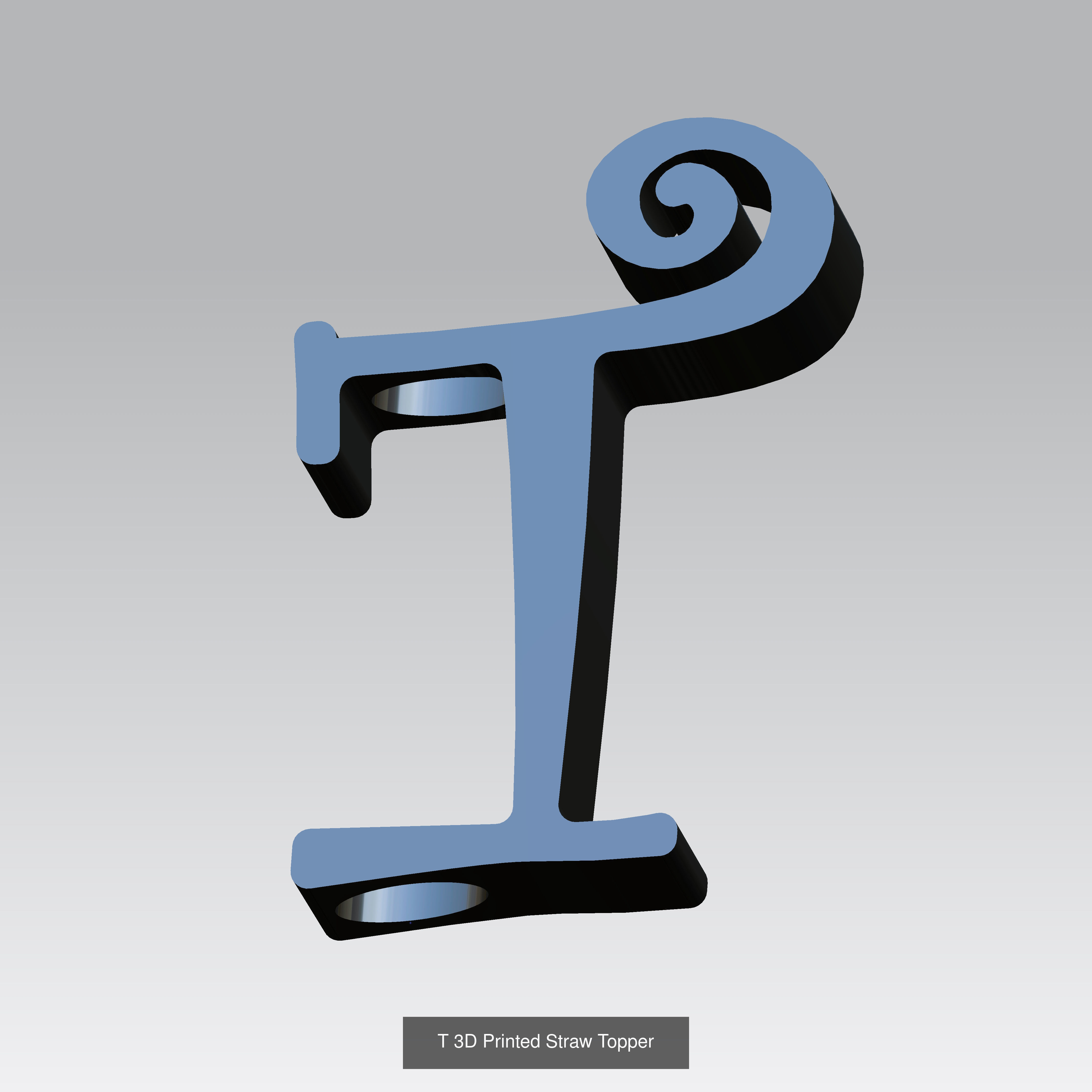 Alphabet Straw Topper Collection 3D Printable Models _24