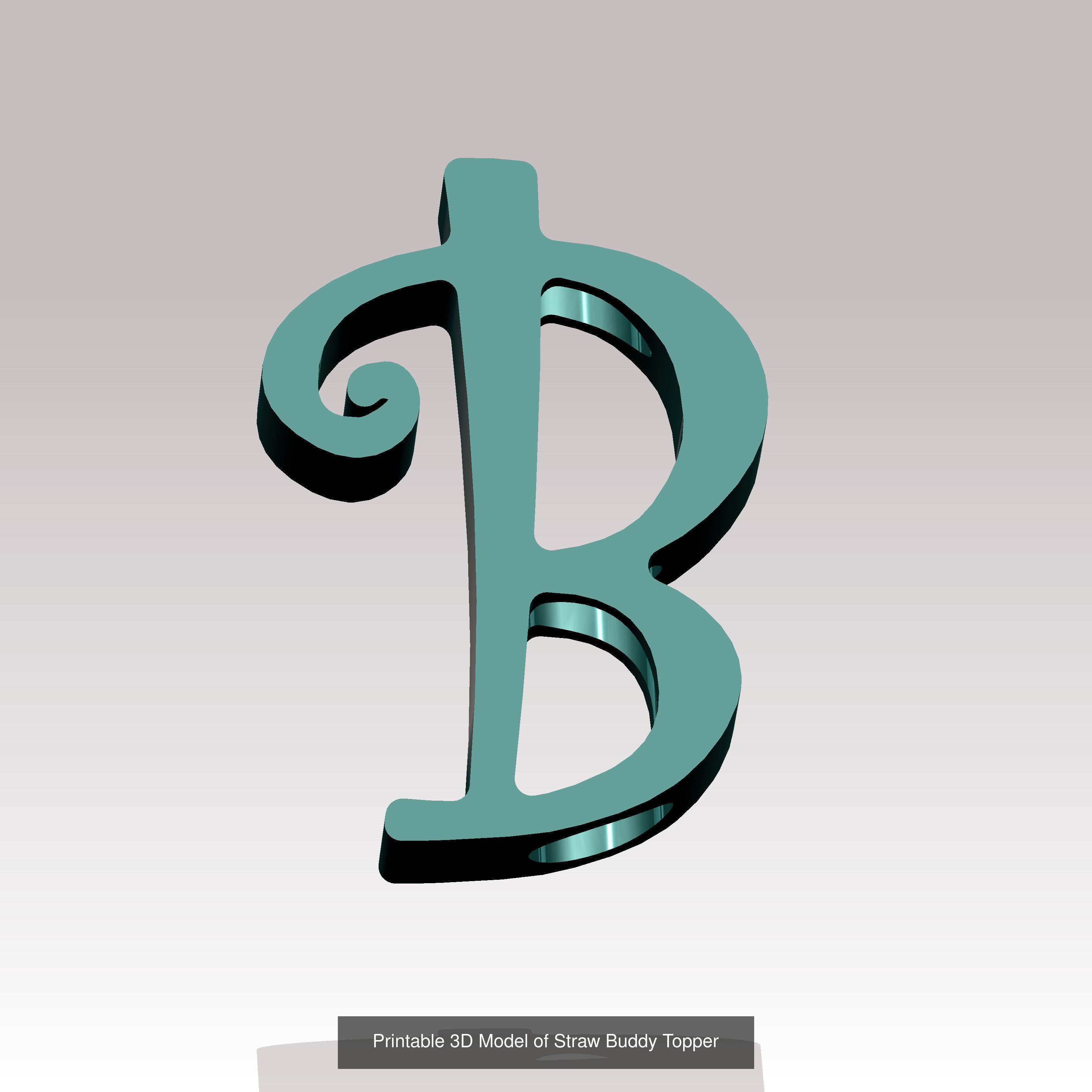 Alphabet Straw Topper Collection 3D Printable Models _6