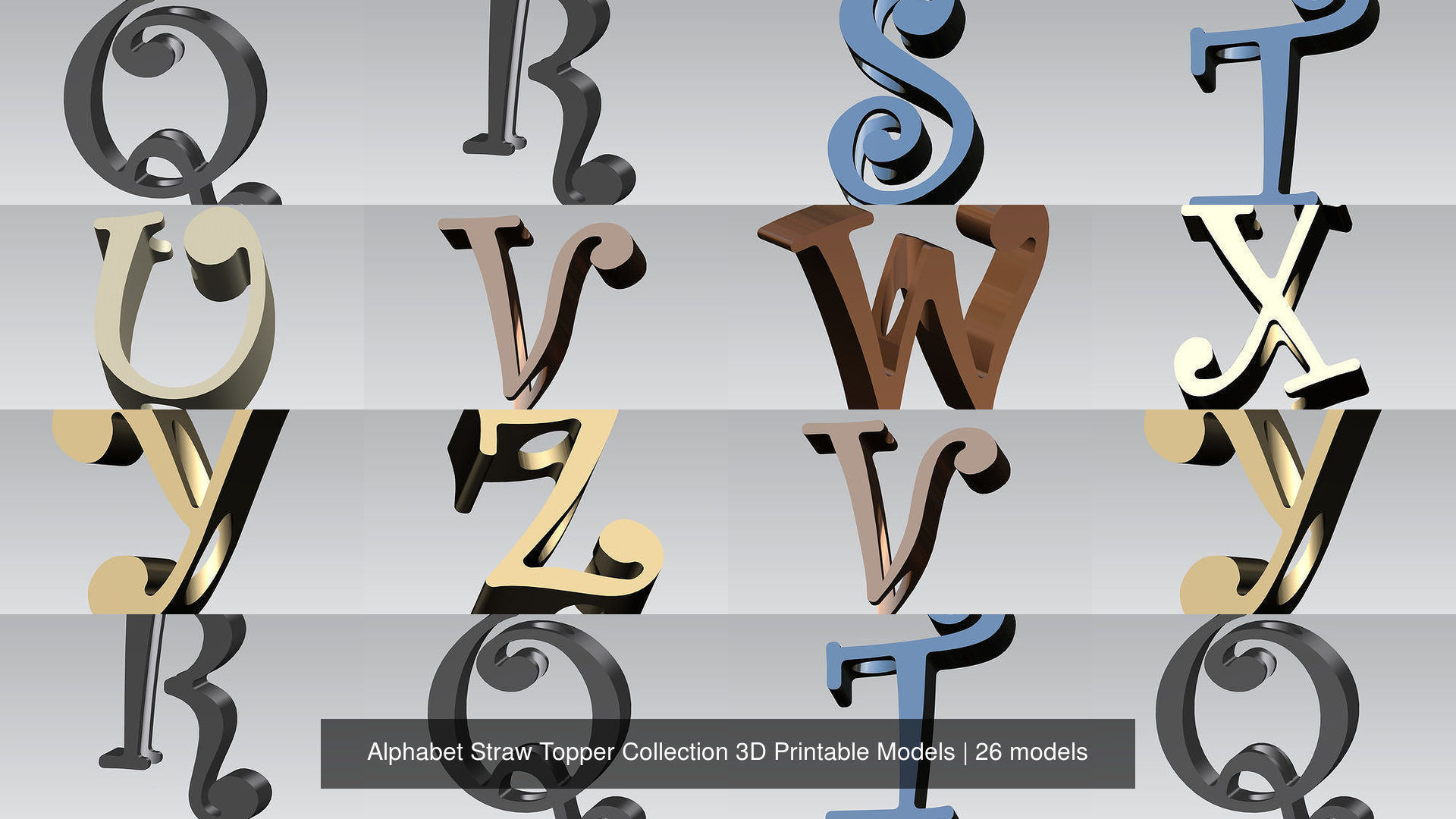 Alphabet Straw Topper Collection 3D Printable Models _4
