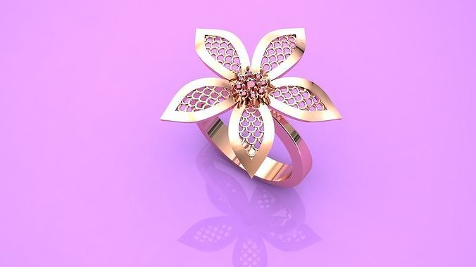 A cute flower ring Free 3D print model