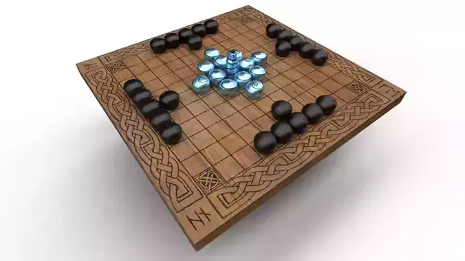 Hnefatafl - Gameready Viking Boardgame models - Square version Low-poly 3D model