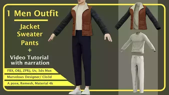 Men  Outfit with marvelous PLUS Video tutorial with narration