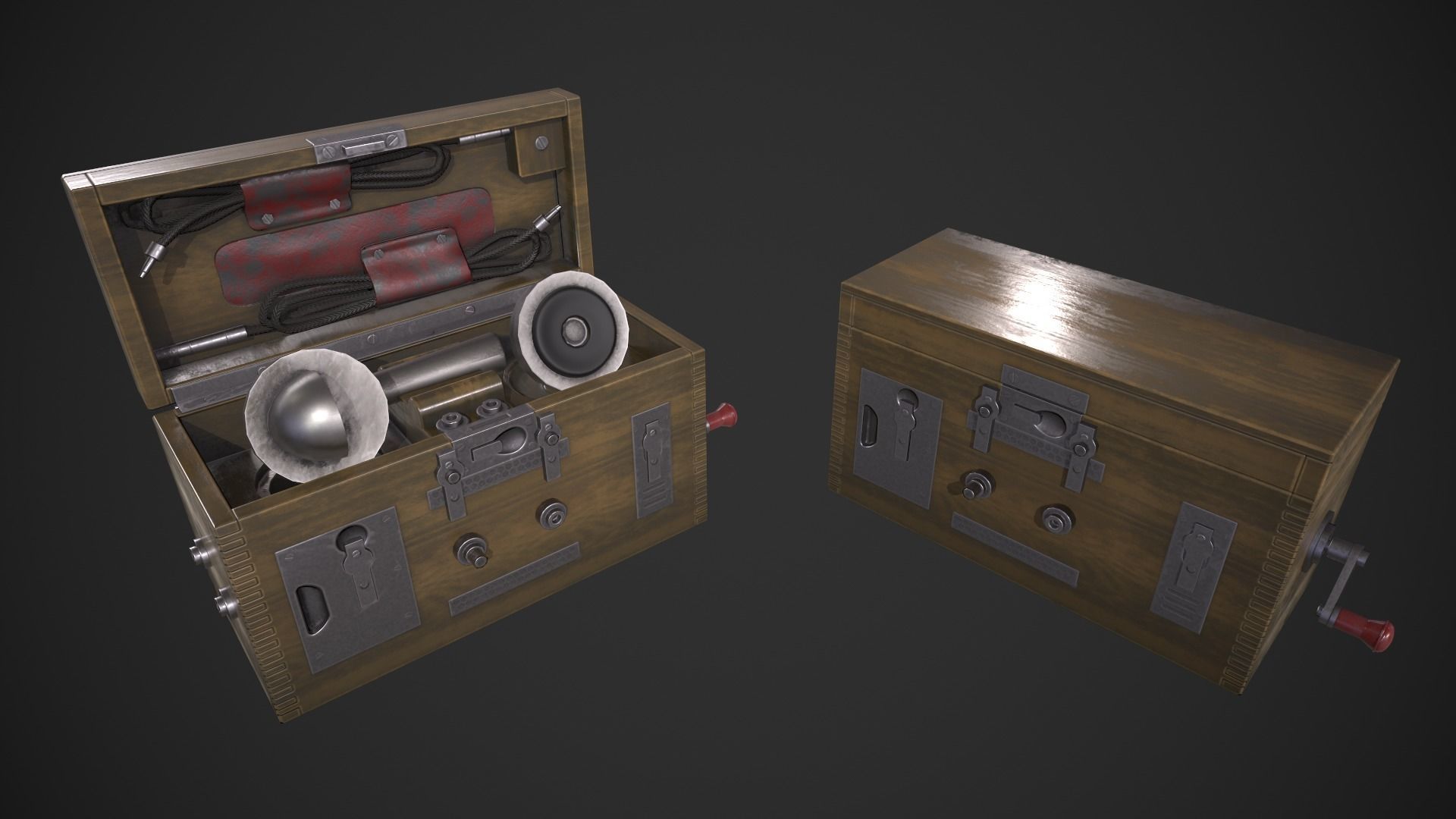 Field Telephone Low-poly 3D model_8