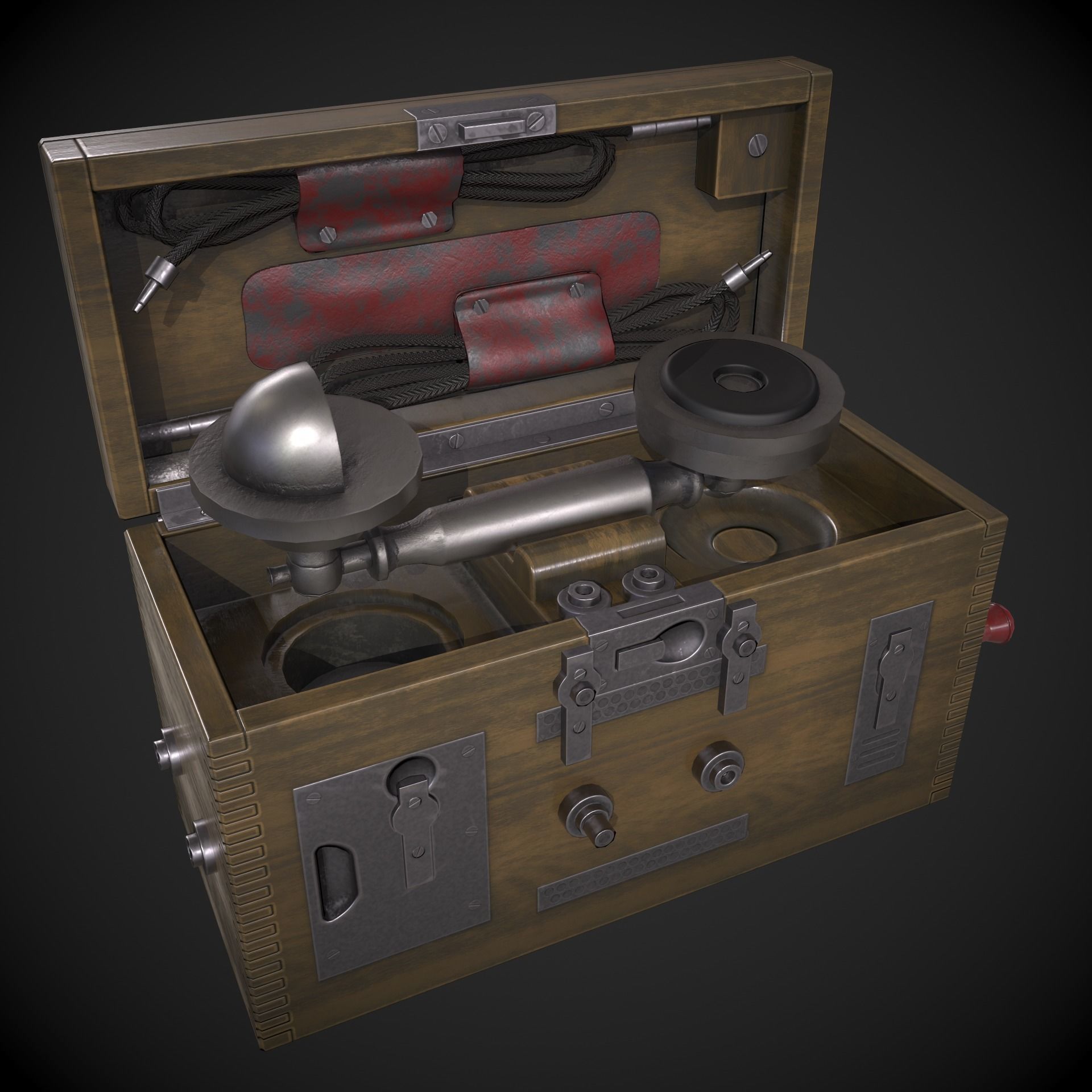 Field Telephone Low-poly 3D model_10