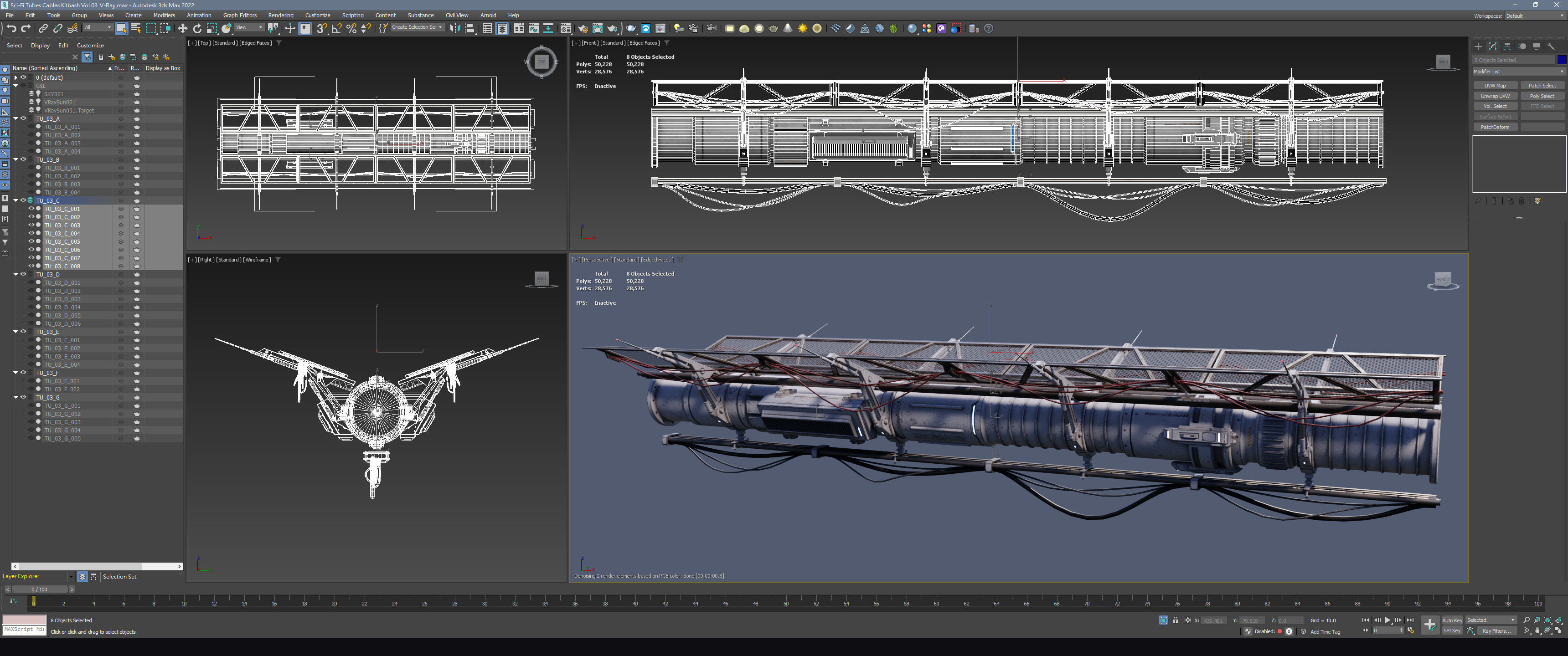 Sci-Fi Tubes Cables pipe Kit Vol 03-PBR Low-poly 3D model_11