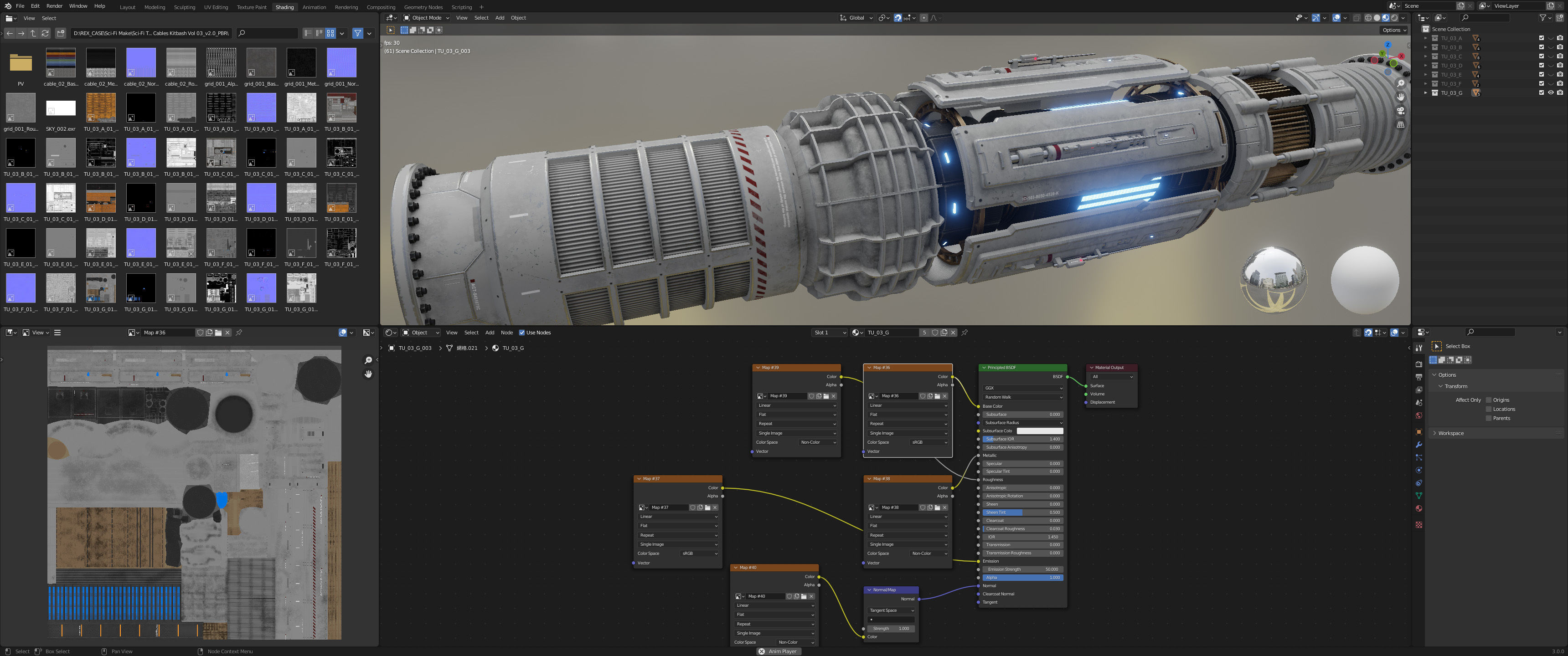 Sci-Fi Tubes Cables pipe Kit Vol 03-PBR Low-poly 3D model_32