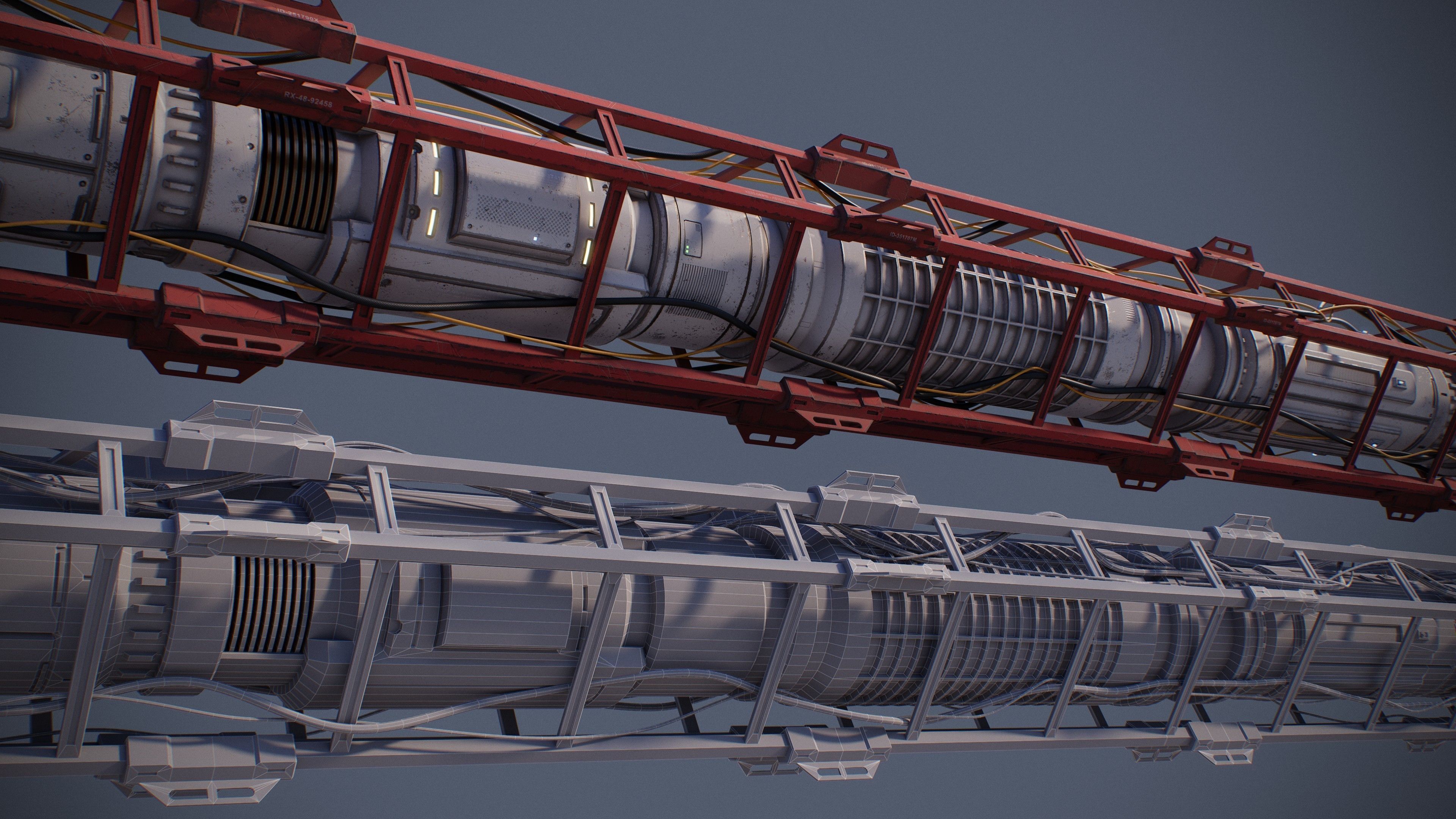 Sci-Fi Tubes Cables pipe Kit Vol 03-PBR Low-poly 3D model_6