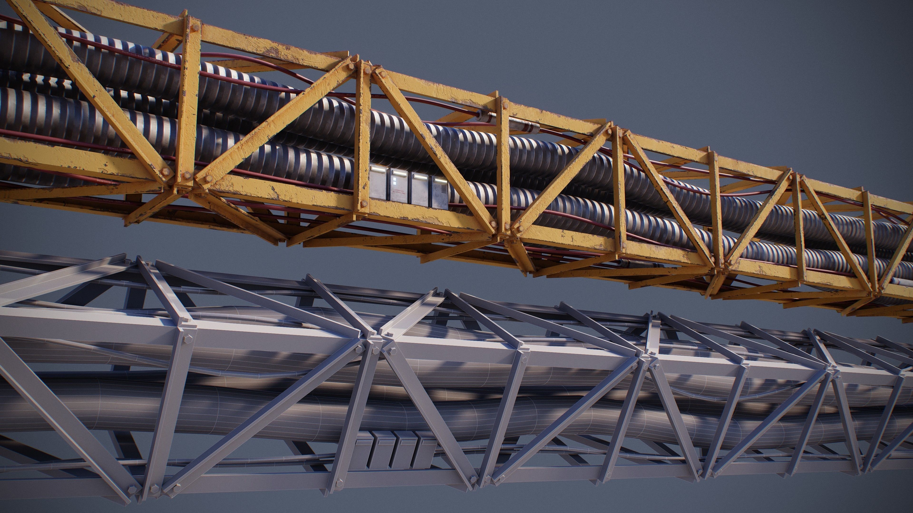 Sci-Fi Tubes Cables pipe Kit Vol 03-PBR Low-poly 3D model_3