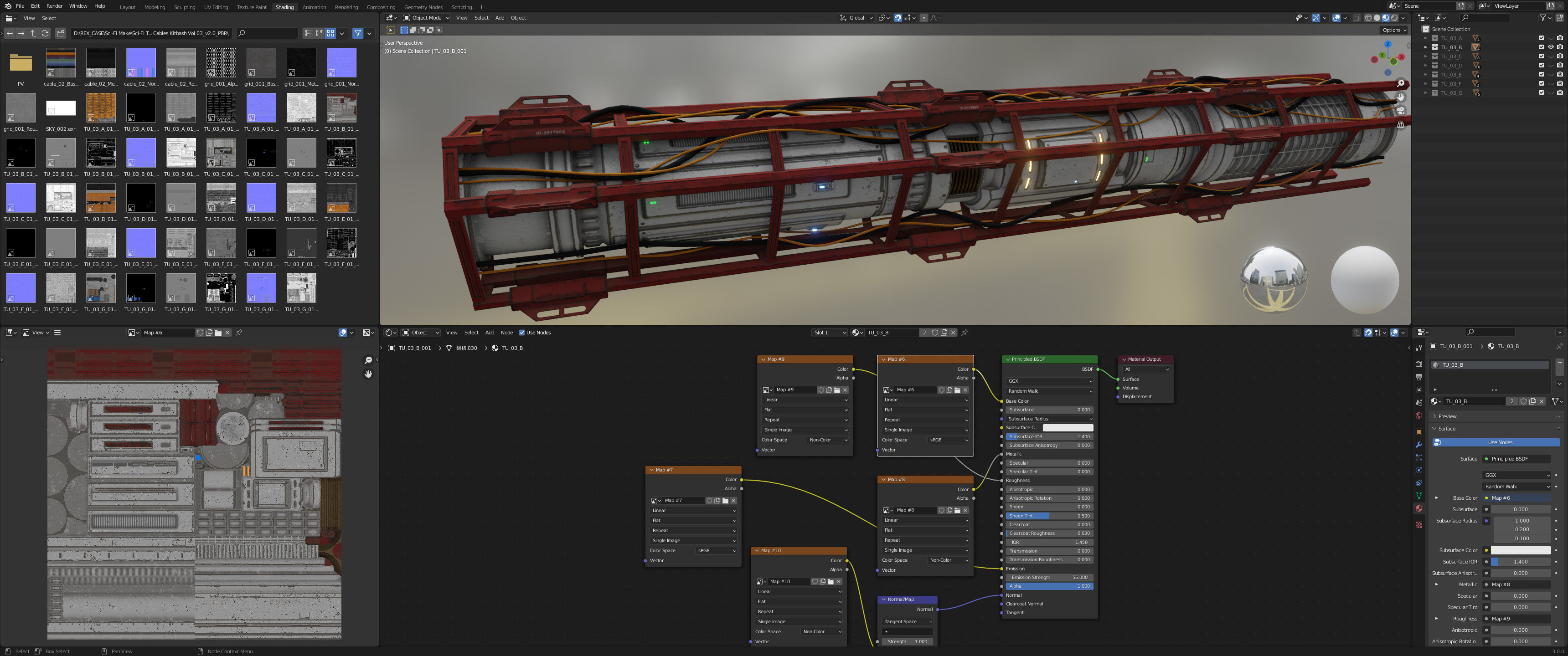 Sci-Fi Tubes Cables pipe Kit Vol 03-PBR Low-poly 3D model_27