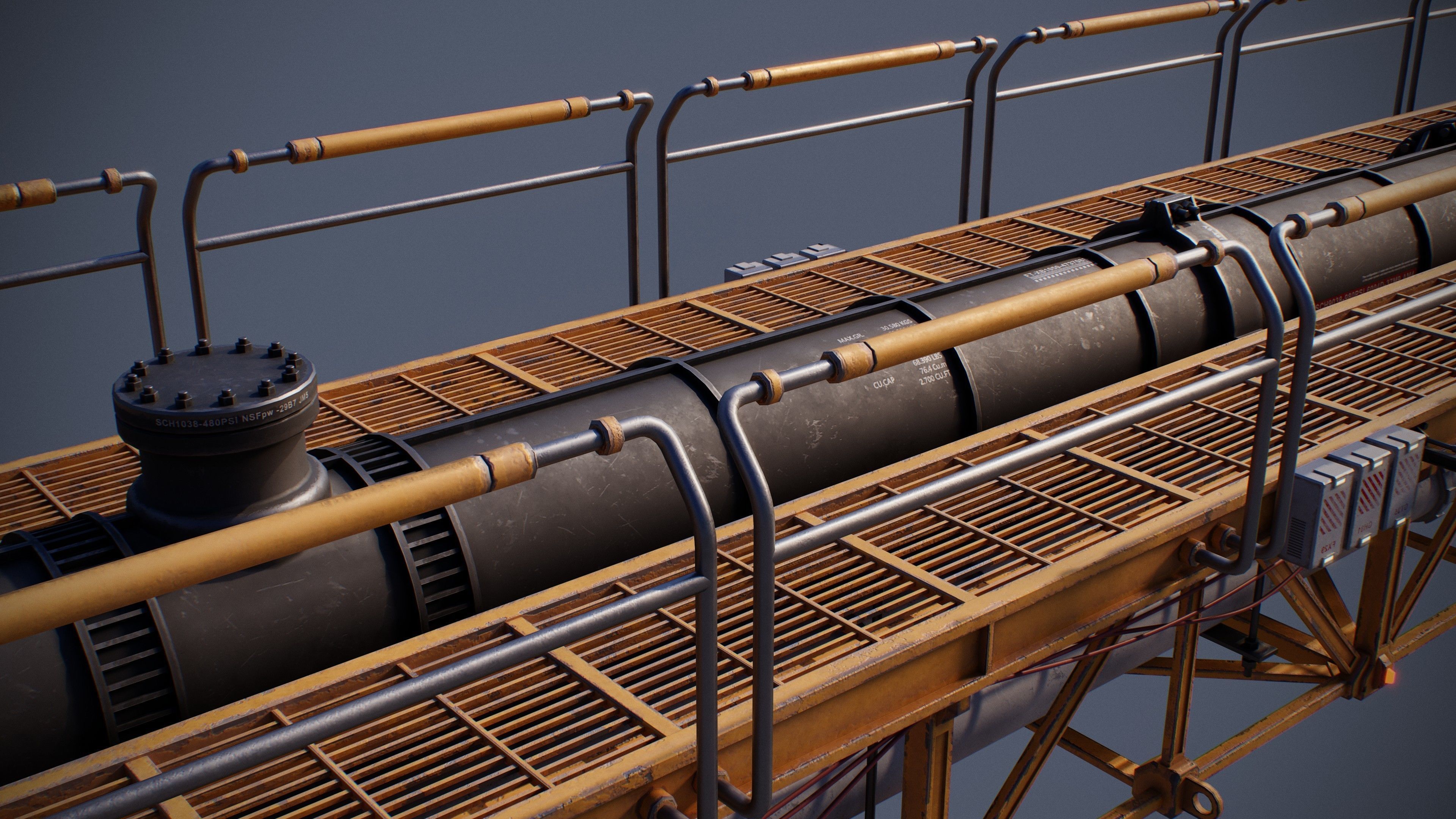 Sci-Fi Tubes Cables pipe Kit Vol 03-PBR Low-poly 3D model_13