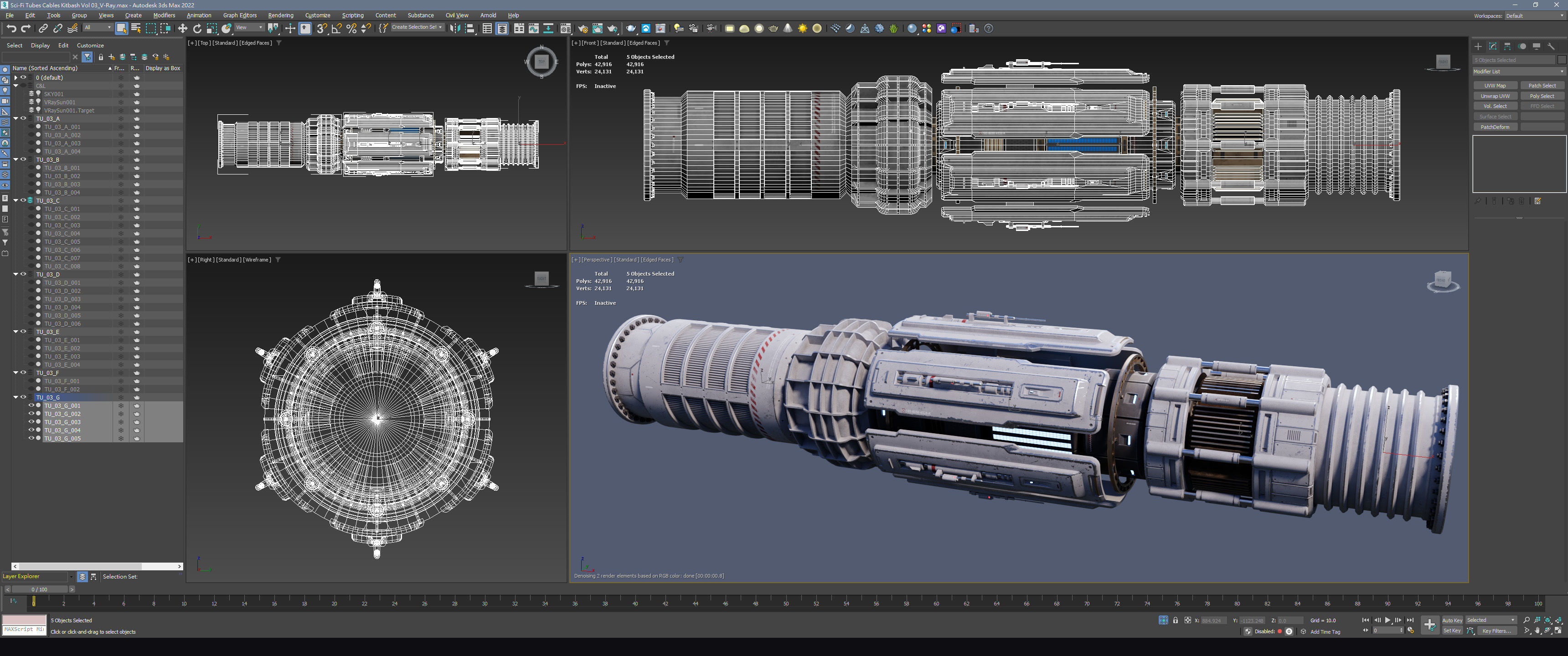 Sci-Fi Tubes Cables pipe Kit Vol 03-PBR Low-poly 3D model_23