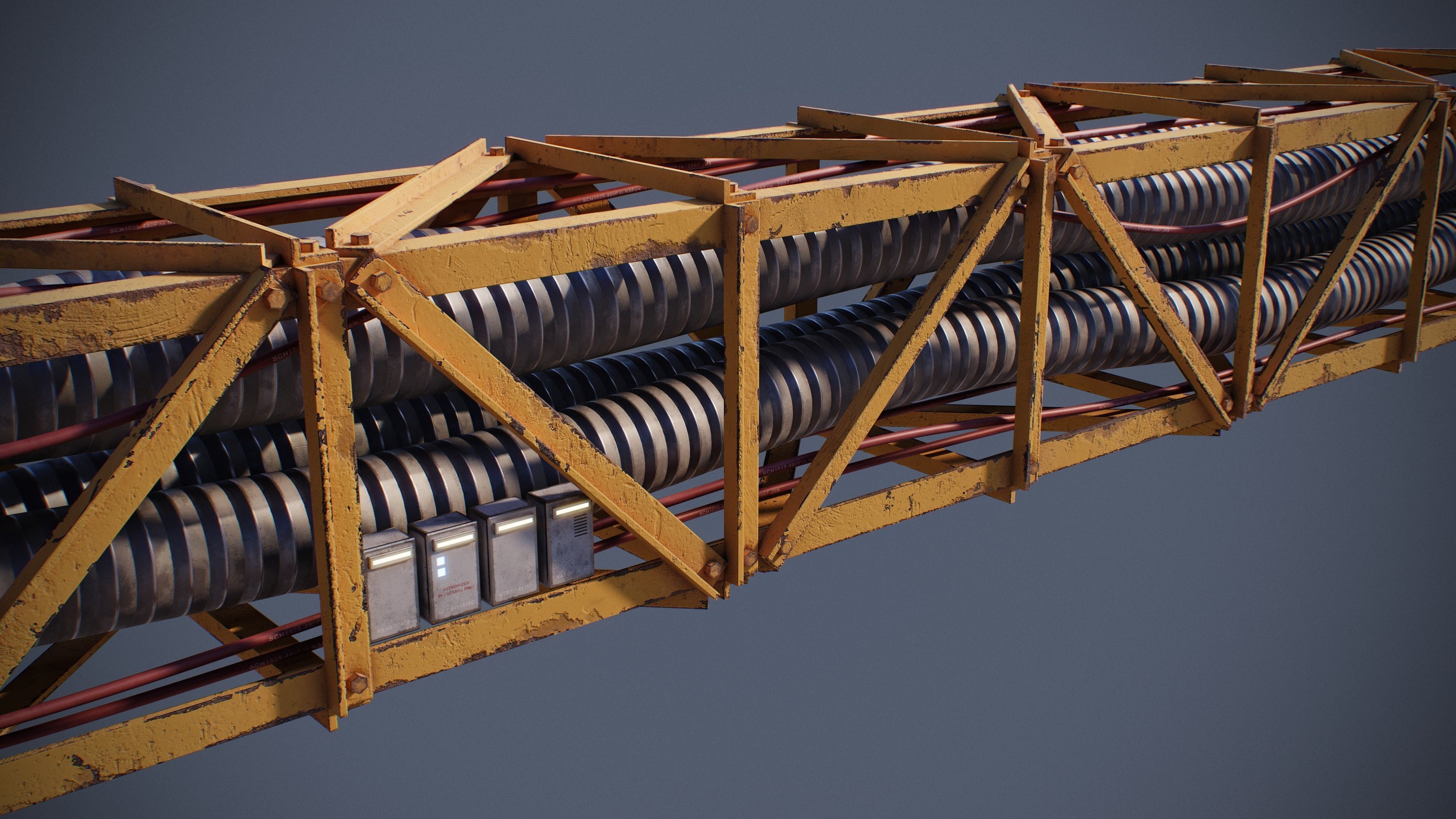 Sci-Fi Tubes Cables pipe Kit Vol 03-PBR Low-poly 3D model_4