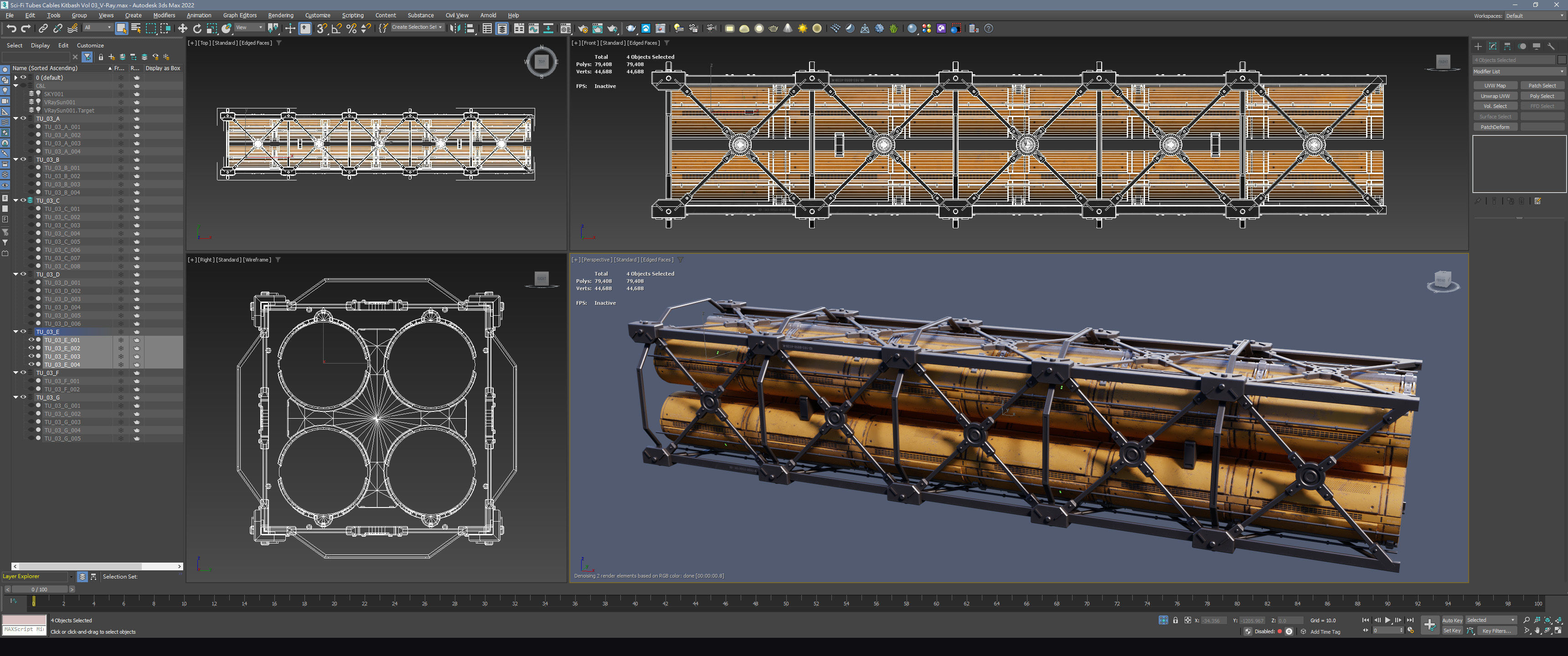 Sci-Fi Tubes Cables pipe Kit Vol 03-PBR Low-poly 3D model_17