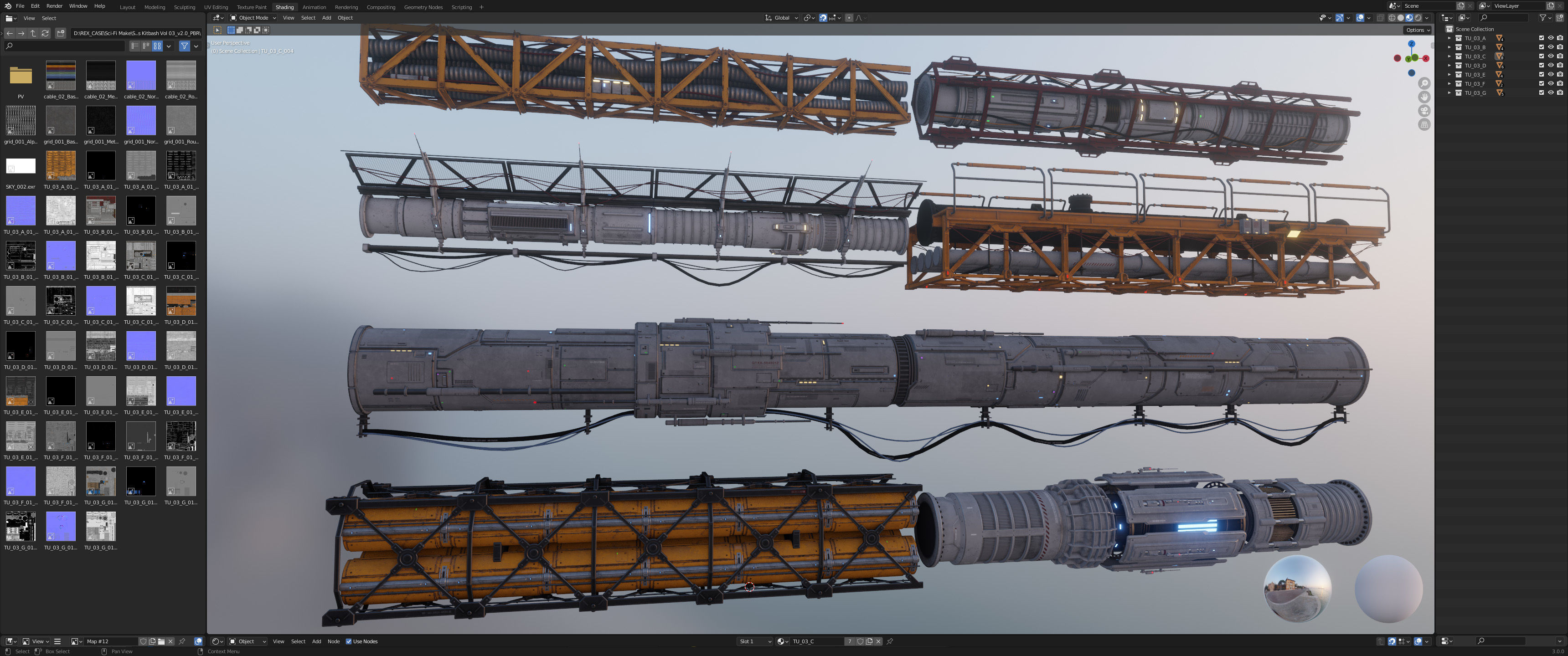 Sci-Fi Tubes Cables pipe Kit Vol 03-PBR Low-poly 3D model_25