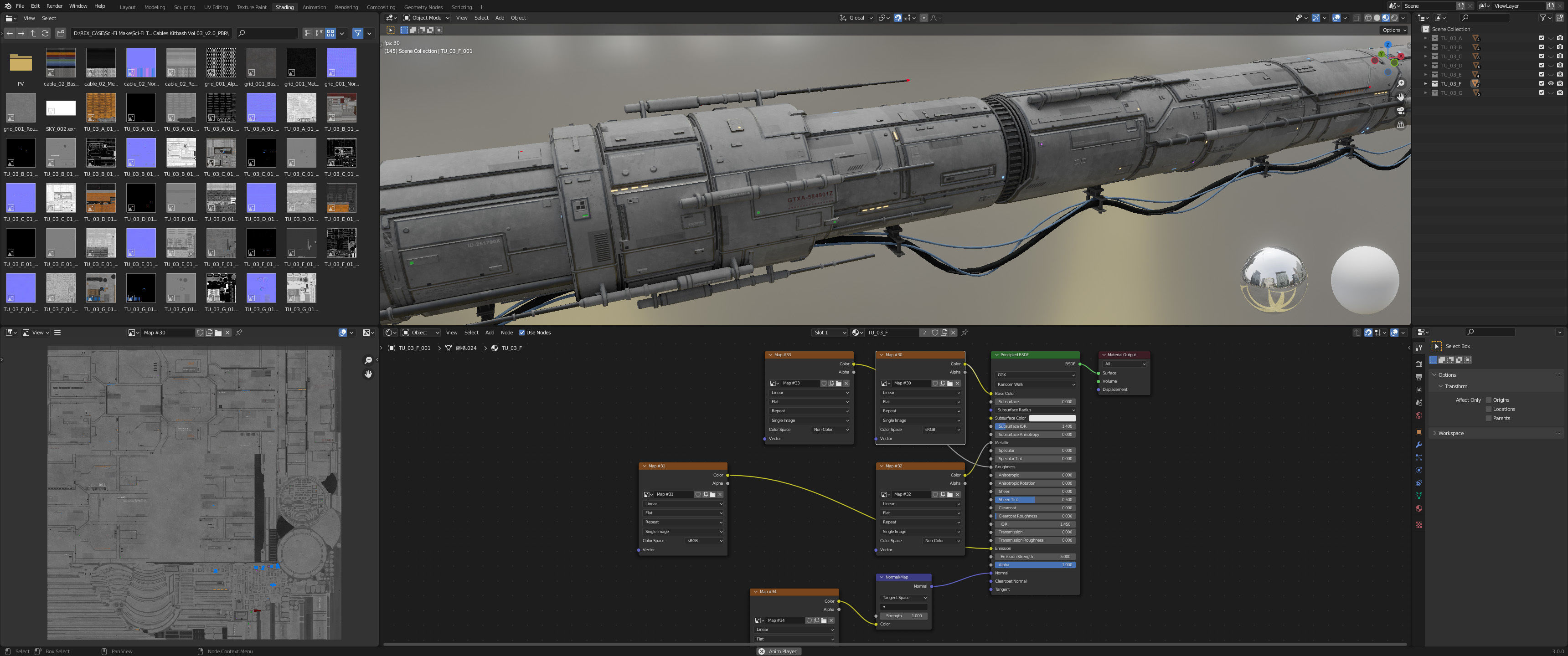 Sci-Fi Tubes Cables pipe Kit Vol 03-PBR Low-poly 3D model_31