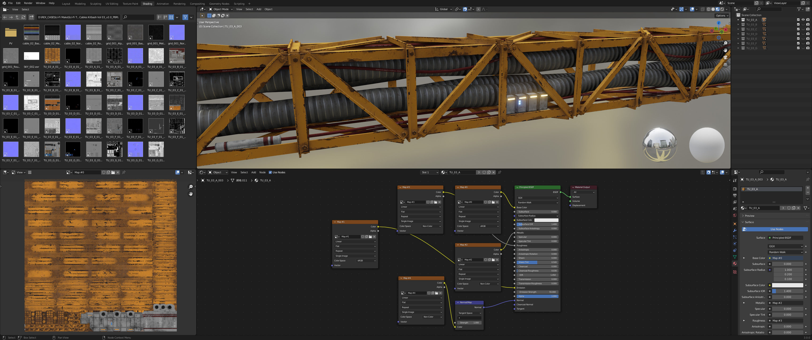 Sci-Fi Tubes Cables pipe Kit Vol 03-PBR Low-poly 3D model_26