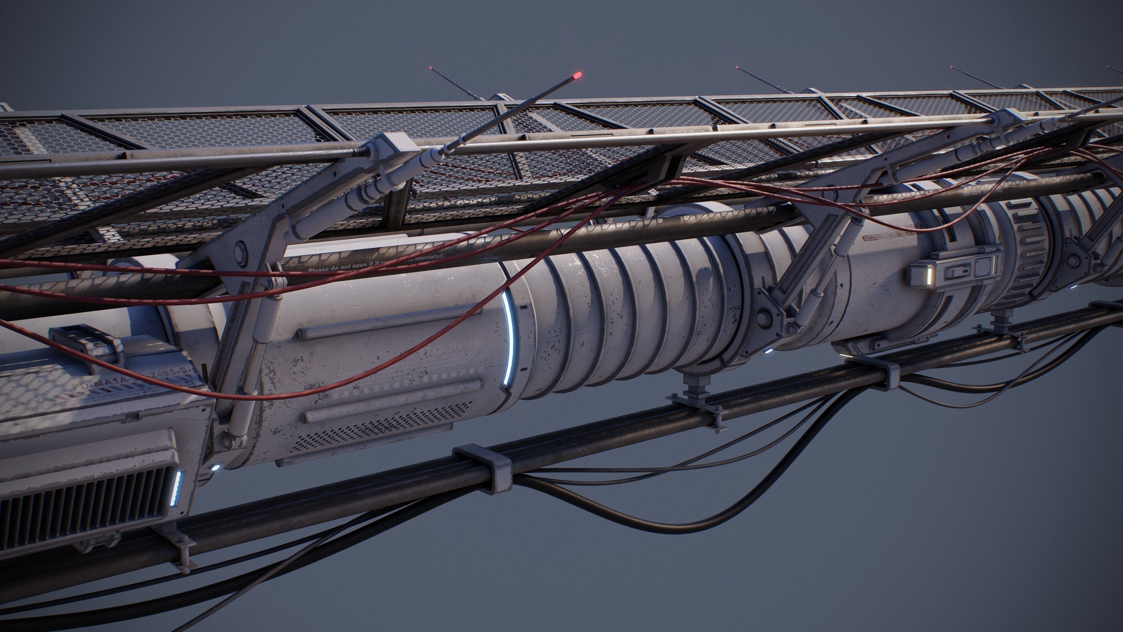 Sci-Fi Tubes Cables pipe Kit Vol 03-PBR Low-poly 3D model_10