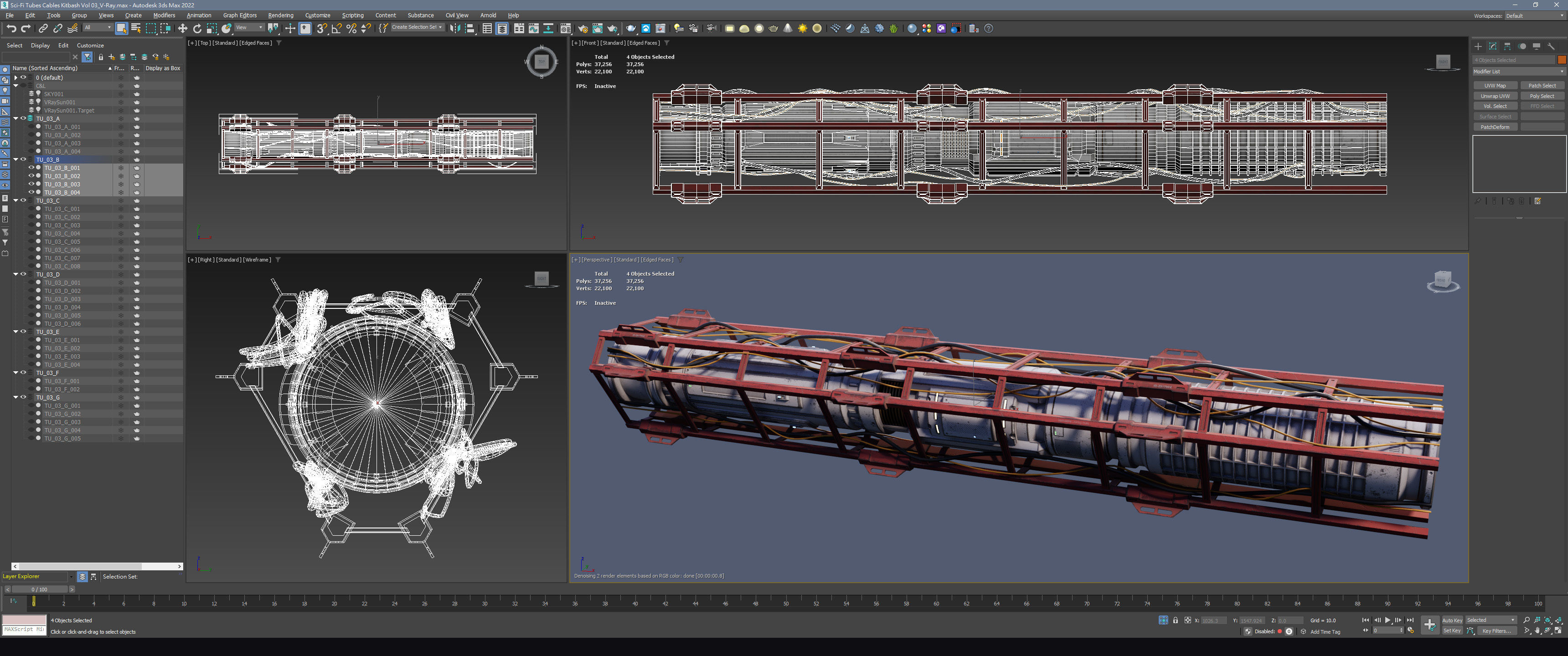Sci-Fi Tubes Cables pipe Kit Vol 03-PBR Low-poly 3D model_8