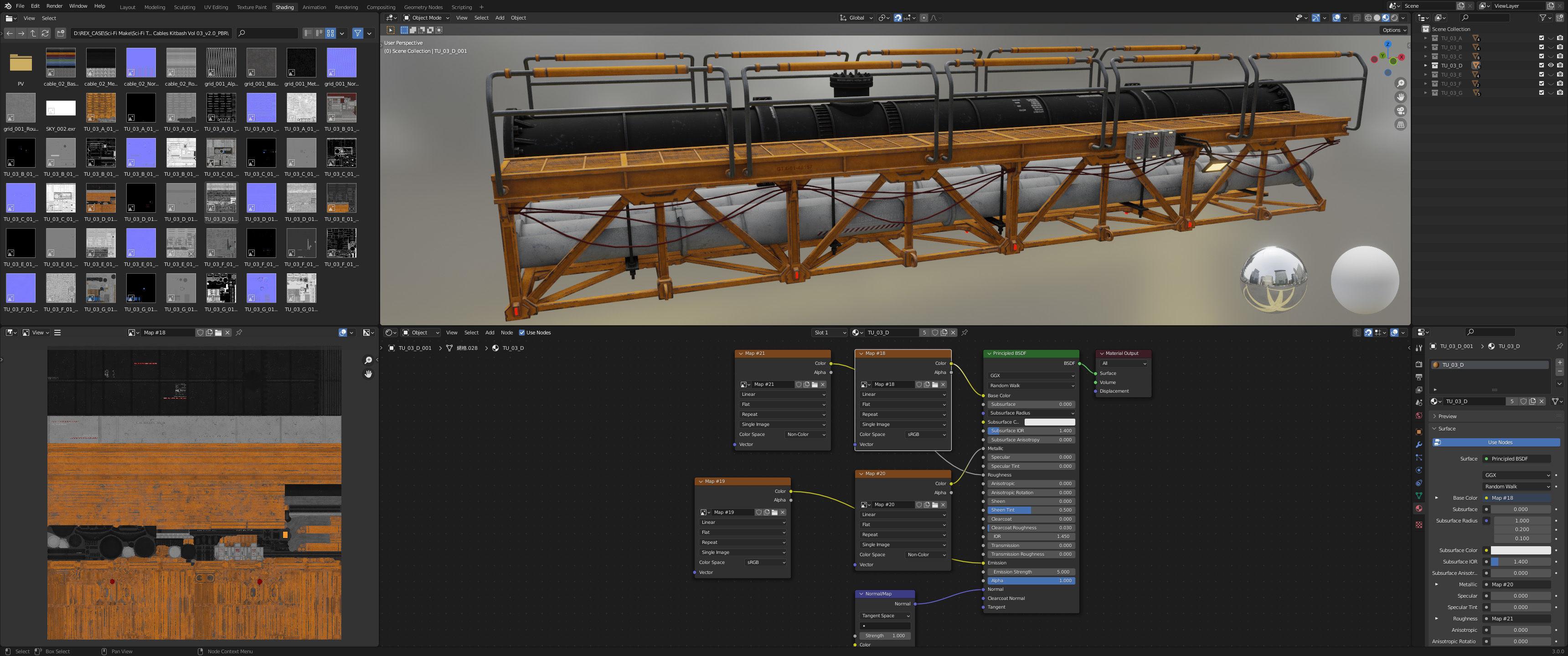 Sci-Fi Tubes Cables pipe Kit Vol 03-PBR Low-poly 3D model_29